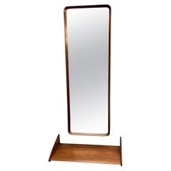 Vintage Midcentury Wall Hanging Mirror with Console Shelf by Th. Poss' Eftf. Copenhagen