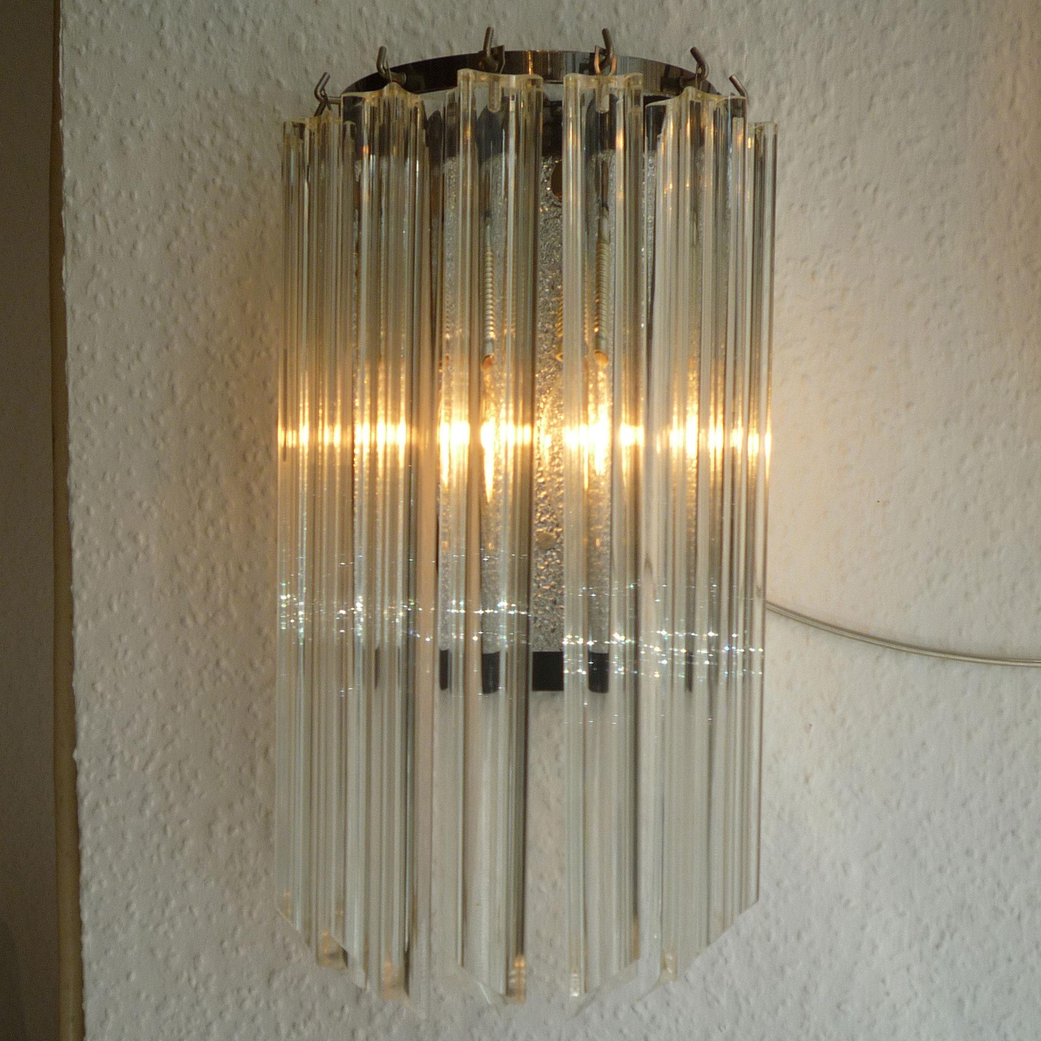 Crystal Midcentury Wall Lamp, Italy, 1960s For Sale