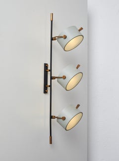 Midcentury Wall Lamp with Lens Shaped Reflectors by Maison Lunel, France, 1950