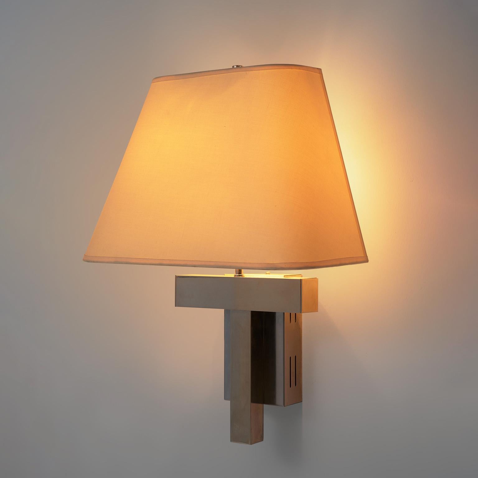 Mid-Century Modern Wall Lights in Canvas and Chrome For Sale