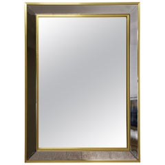 Mid Century Wall Mirror Attributed to Willy Rizzo Chromed Metal Aluminum 1970s