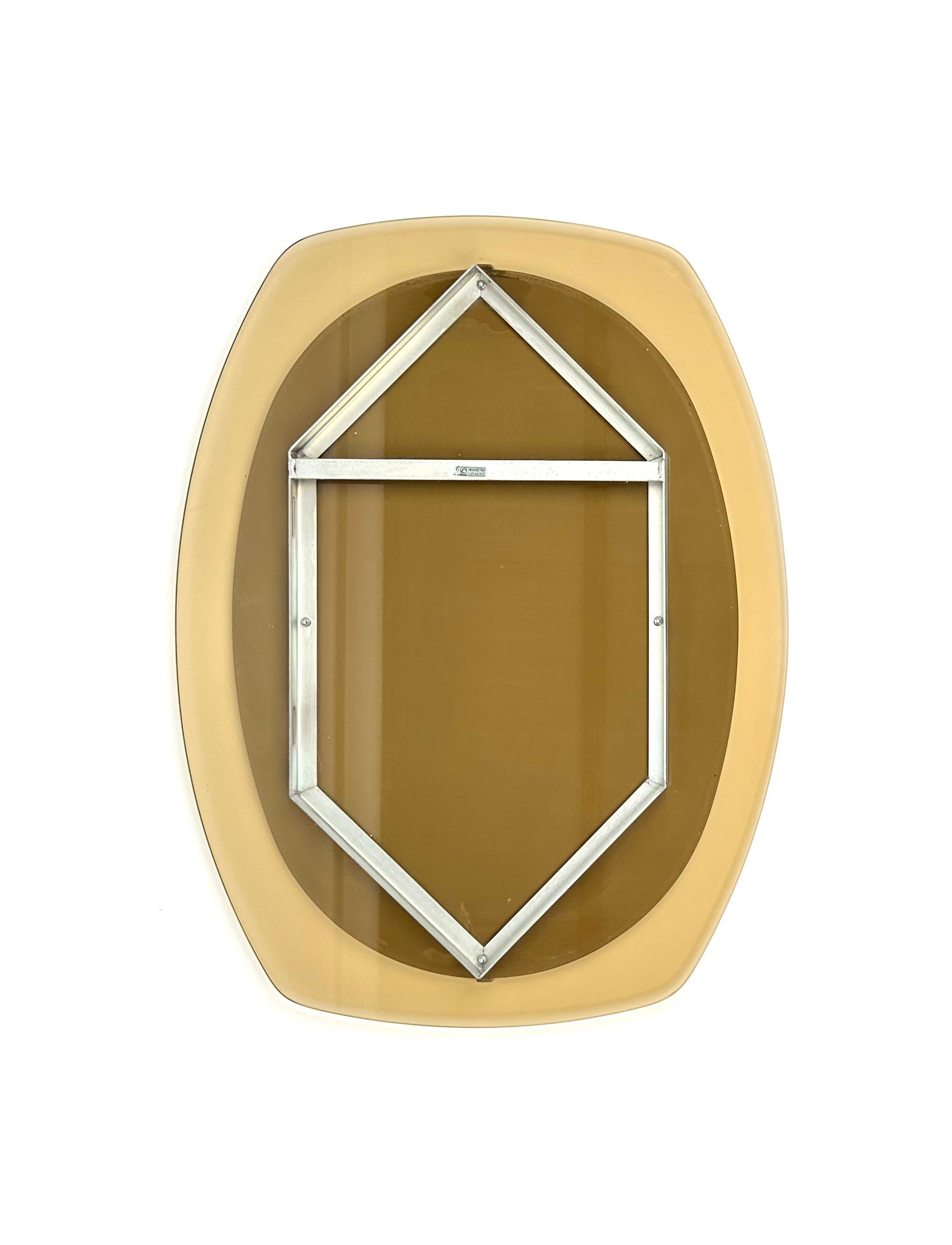 Midcentury Wall Mirror Beveled Smoked Glass Frame by Veca, Italy 1970s For Sale 5