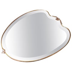 Midcentury Wall Mirror Brass, Shield Shaped, Style Ponti, Italy, 1950s
