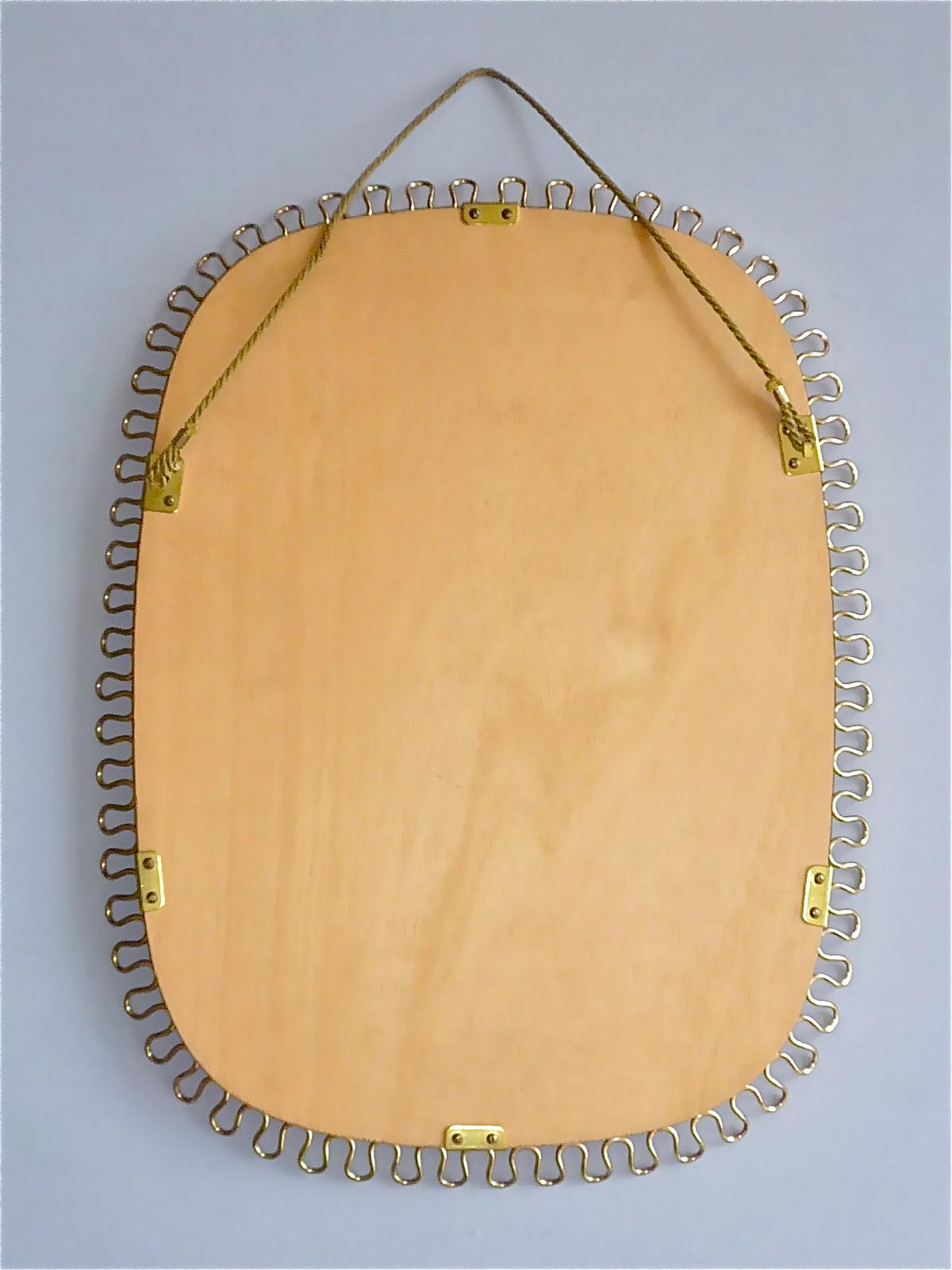 Metal Midcentury Wall Mirror by Josef Frank Svenskt Tenn, Austria, Sweden Brass, 1950s