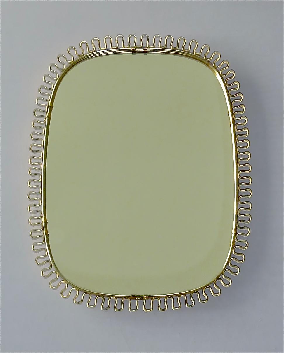 Midcentury Wall Mirror by Josef Frank Svenskt Tenn, Austria, Sweden Brass, 1950s 3