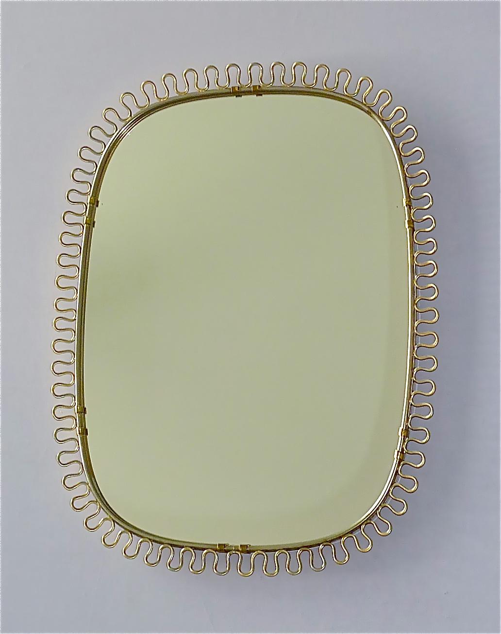 Midcentury Wall Mirror by Josef Frank Svenskt Tenn, Austria, Sweden Brass, 1950s 5