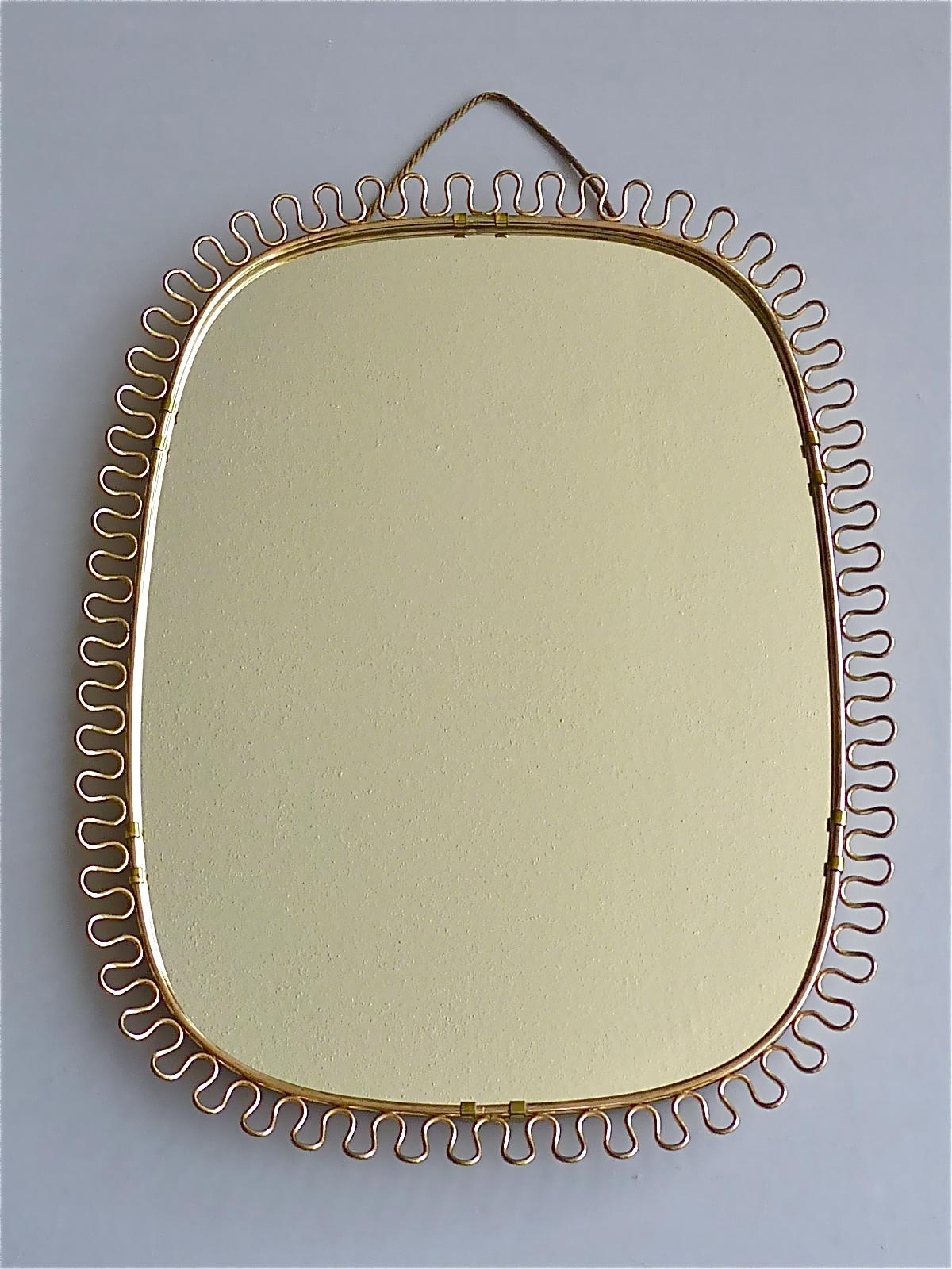 Midcentury Wall Mirror by Josef Frank Svenskt Tenn, Austria, Sweden Brass, 1950s 4