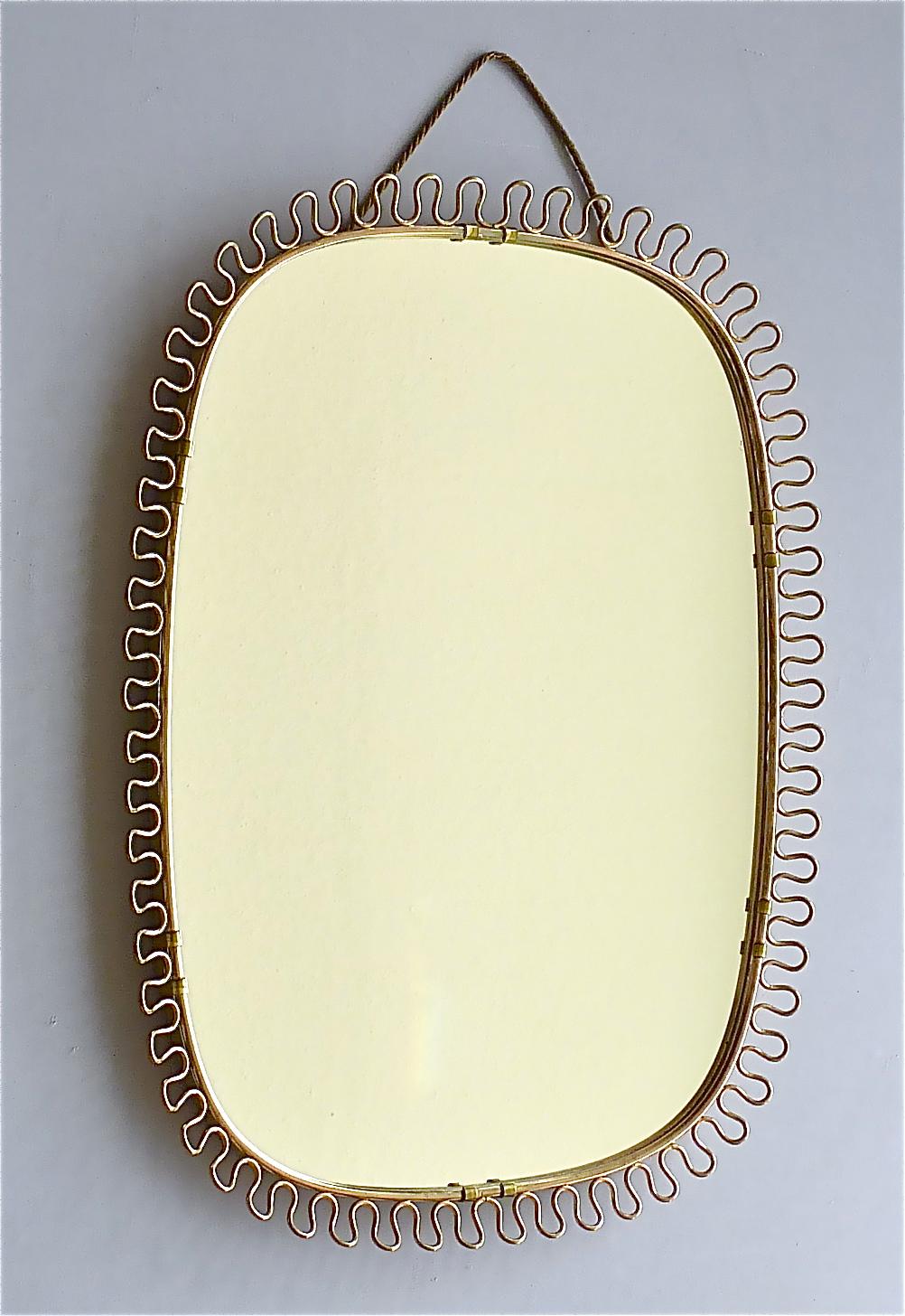 Midcentury Wall Mirror by Josef Frank Svenskt Tenn, Austria, Sweden Brass, 1950s 5