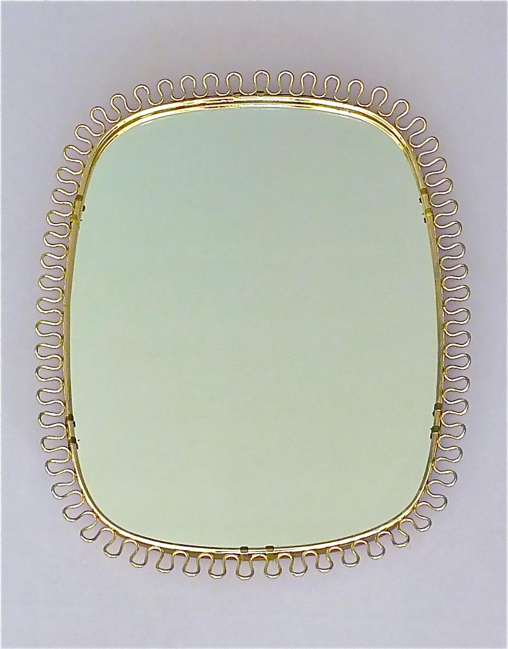 Midcentury Wall Mirror by Josef Frank Svenskt Tenn, Austria, Sweden Brass, 1950s 6