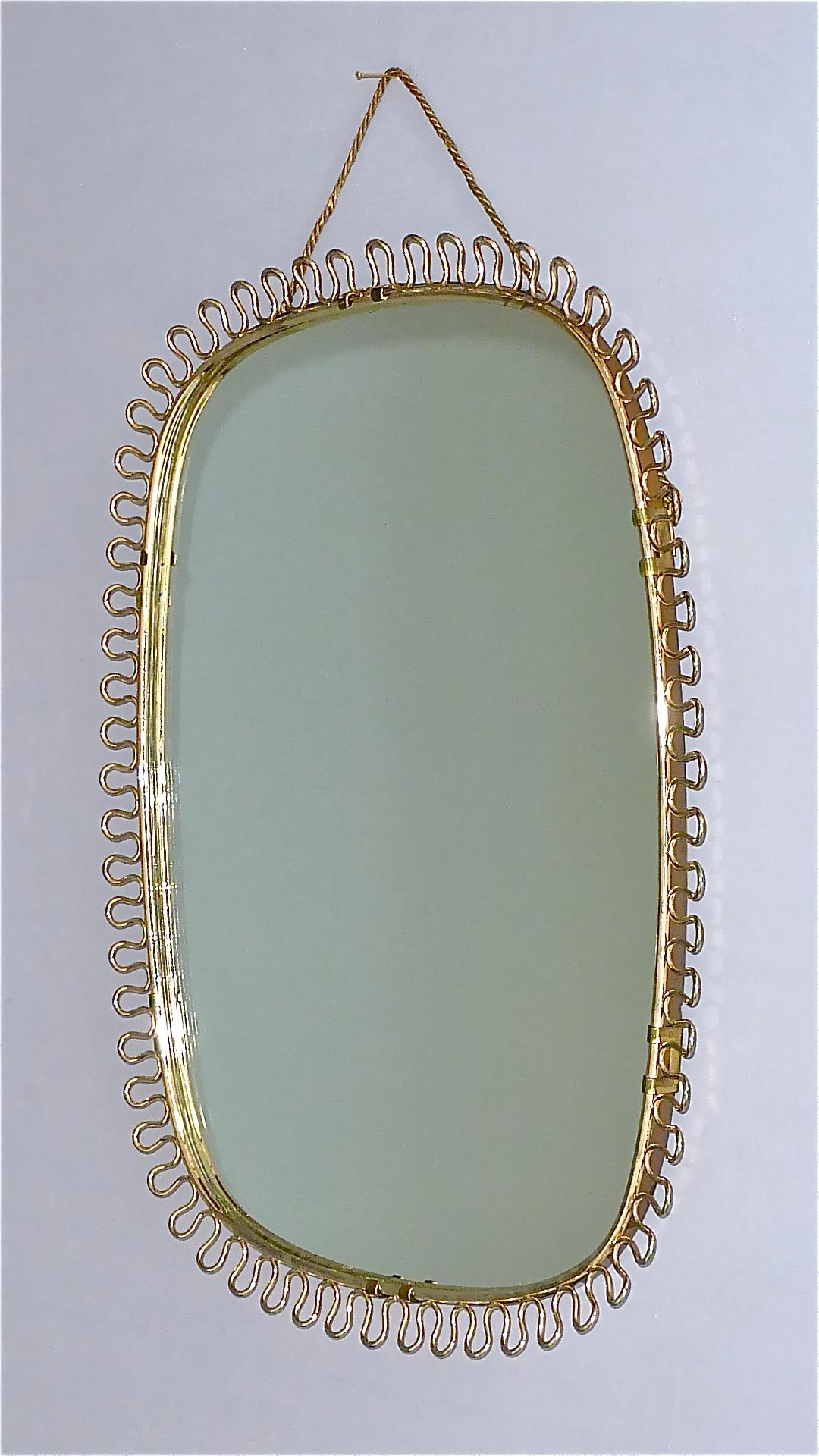 Midcentury Wall Mirror by Josef Frank Svenskt Tenn, Austria, Sweden Brass, 1950s 7