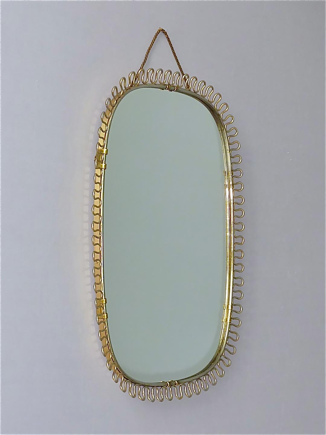Mid-Century Modern Midcentury Wall Mirror by Josef Frank Svenskt Tenn, Austria, Sweden Brass, 1950s
