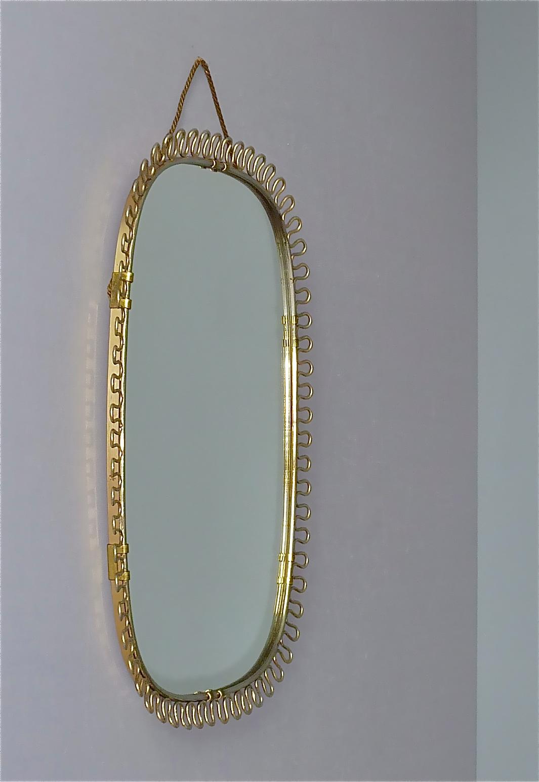 Austrian Midcentury Wall Mirror by Josef Frank Svenskt Tenn, Austria, Sweden Brass, 1950s