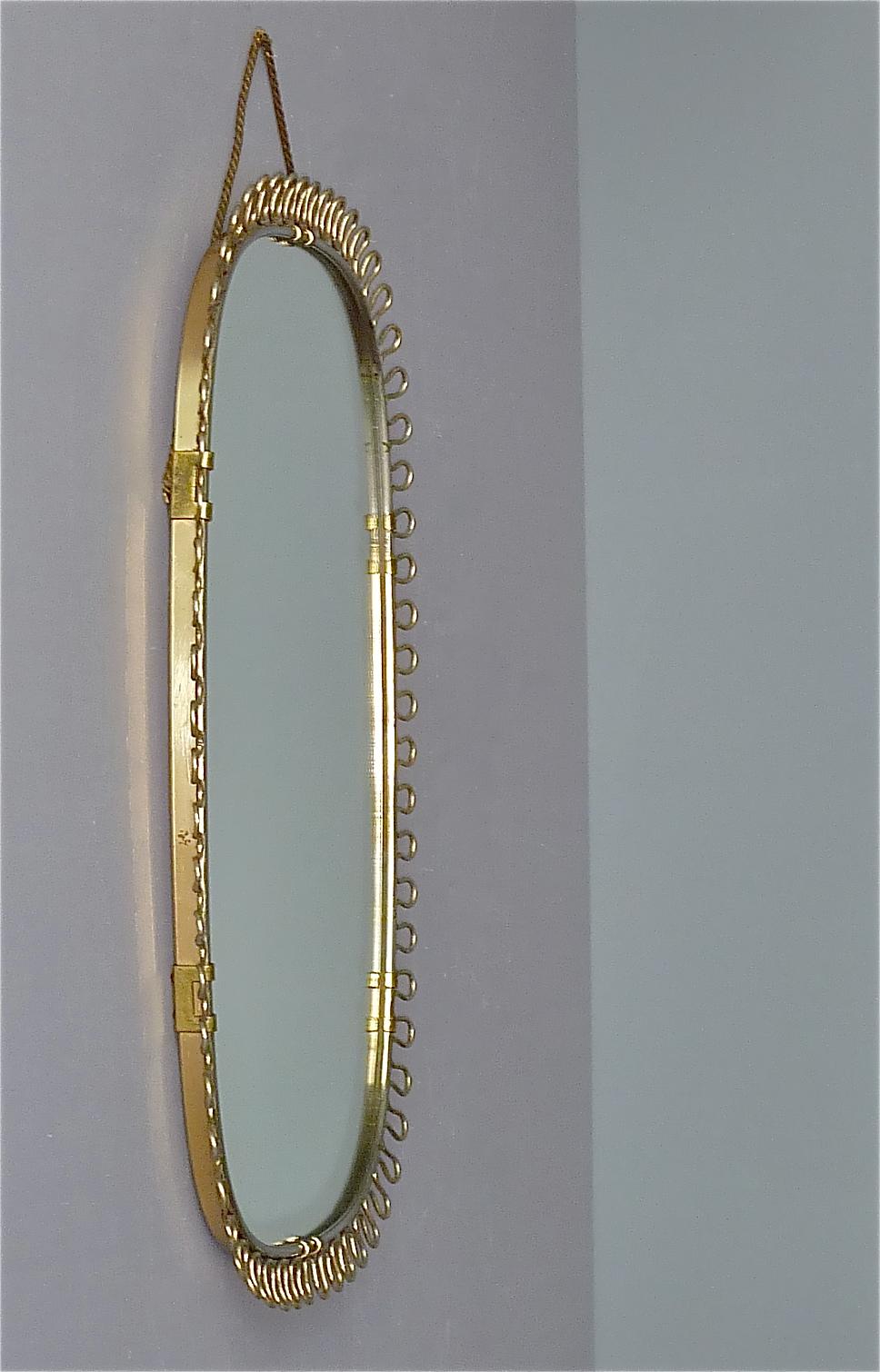 Patinated Midcentury Wall Mirror by Josef Frank Svenskt Tenn, Austria, Sweden Brass, 1950s