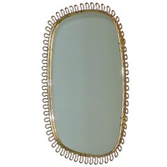 Midcentury Wall Mirror by Josef Frank Svenskt Tenn, Austria, Sweden Brass, 1950s