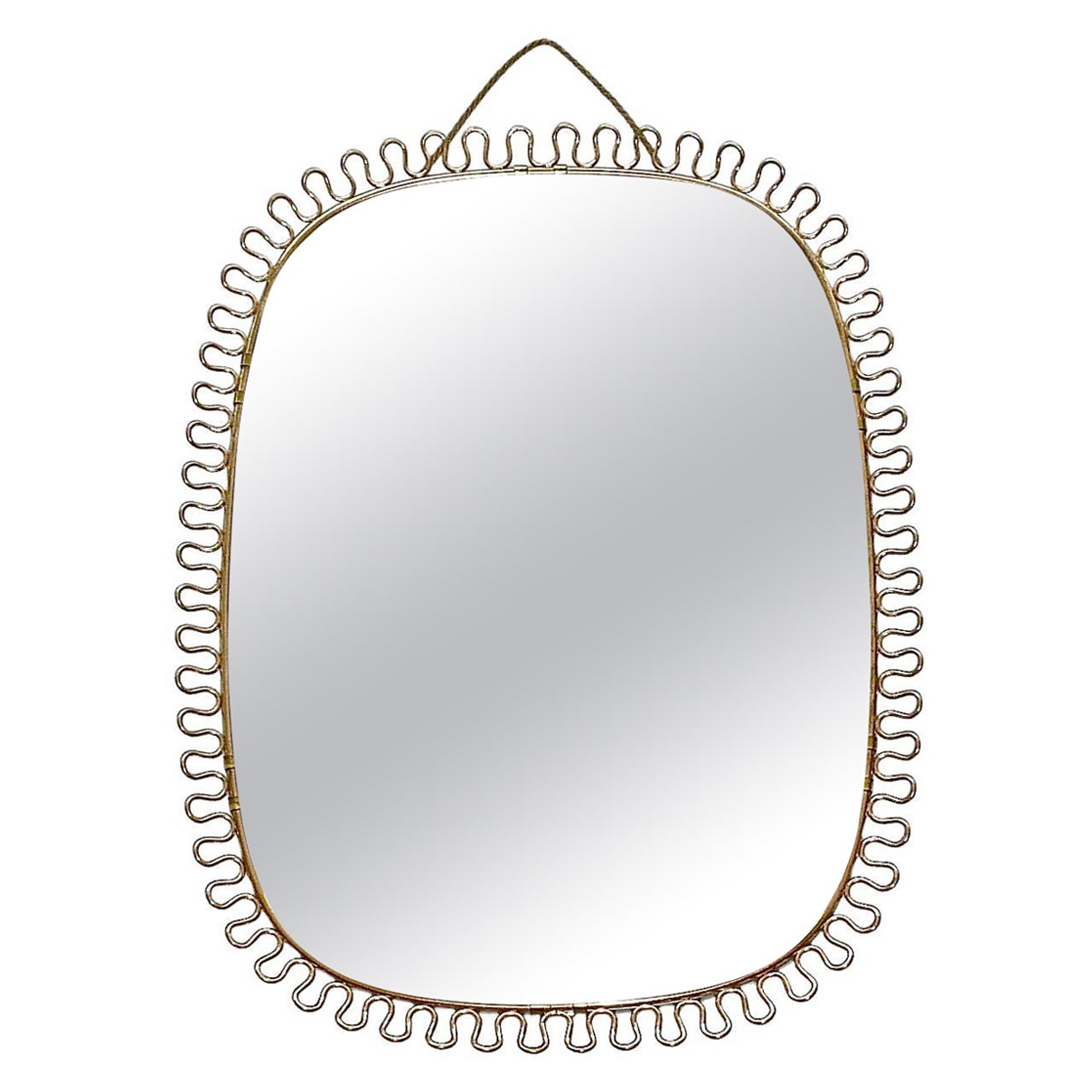 Midcentury Wall Mirror by Josef Frank Svenskt Tenn, Austria, Sweden Brass, 1950s