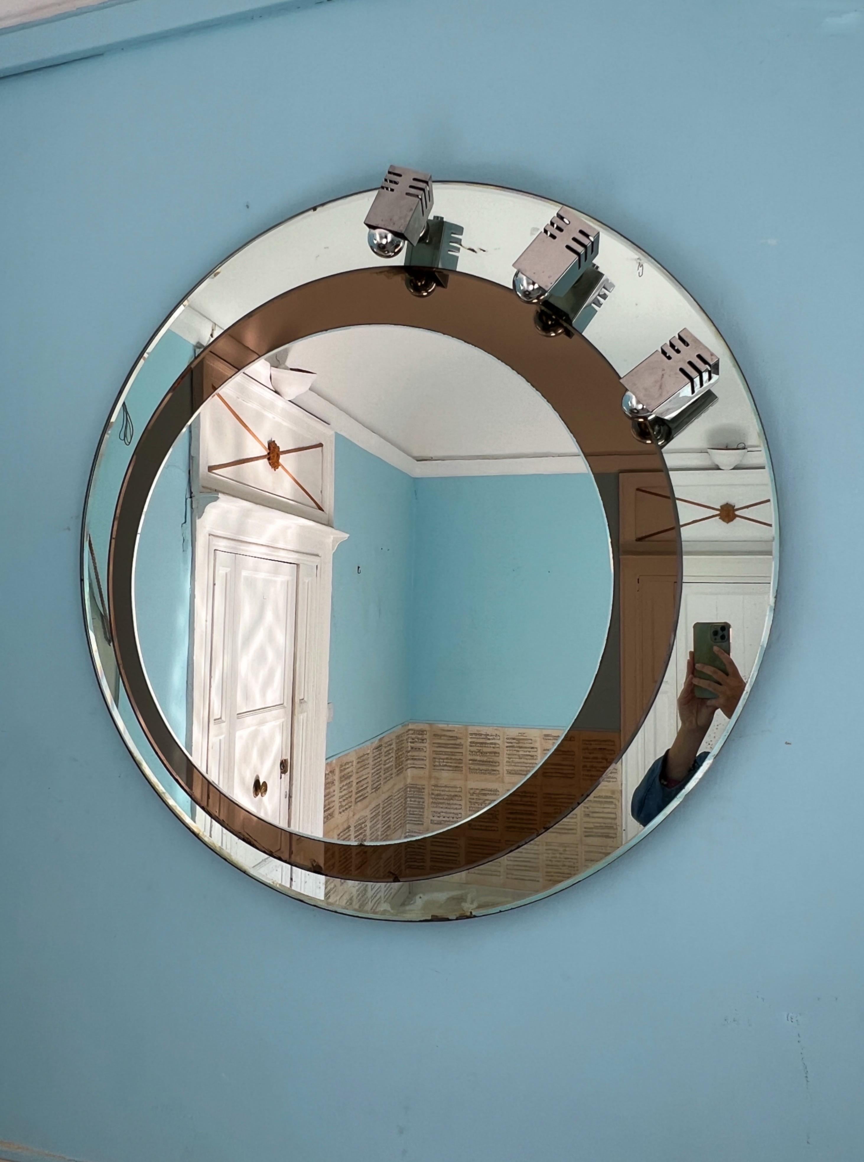 Miroir mural du milieu du siècle dernier conçu par Franz J. Sartori pour Cristal Arte en vente 3