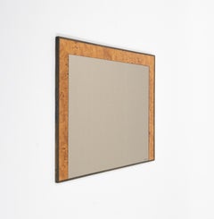 Miroir mural du milieu du siècle en laiton et Wood par Romeo Rega pour Nazaret, Italie, années 1970