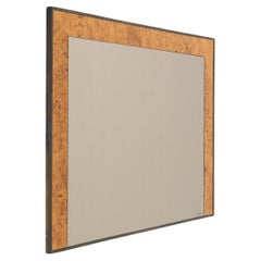 Midcentury Wall Mirror in Brass and Wood by Romeo Rega for Nazaret, Italy 1970s