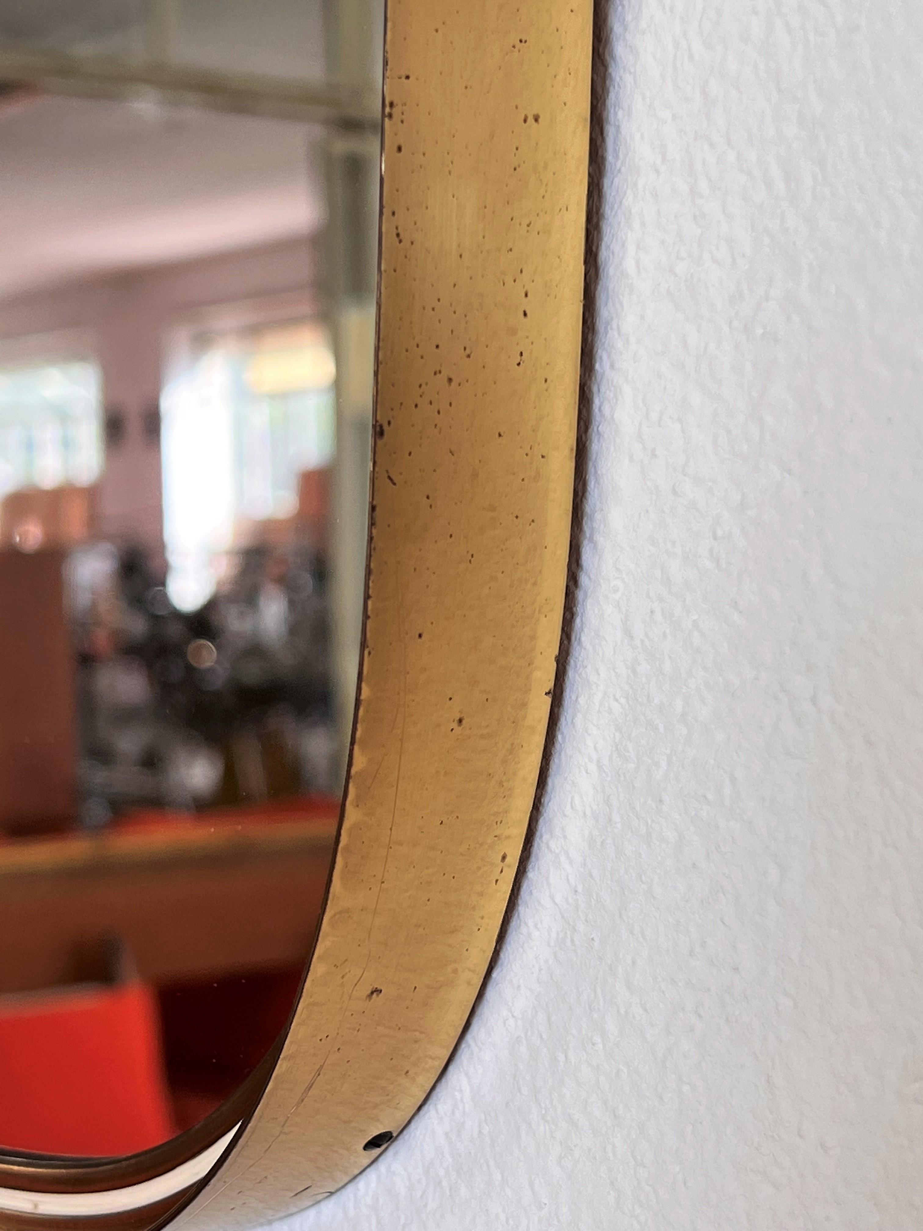 20th Century Midcentury Wall Mirror in Brass by Vereinigte Werkstätten, Germany, 1960s For Sale