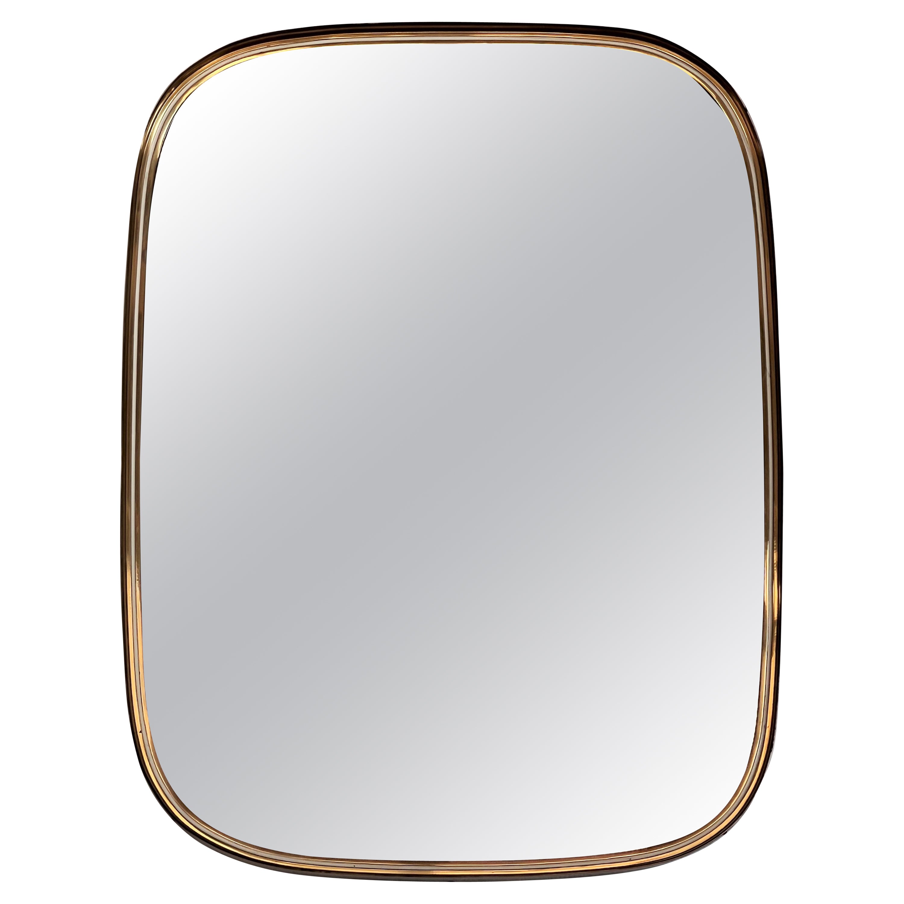 Midcentury Wall Mirror in Brass by Vereinigte Werkstätten, Germany, 1960s