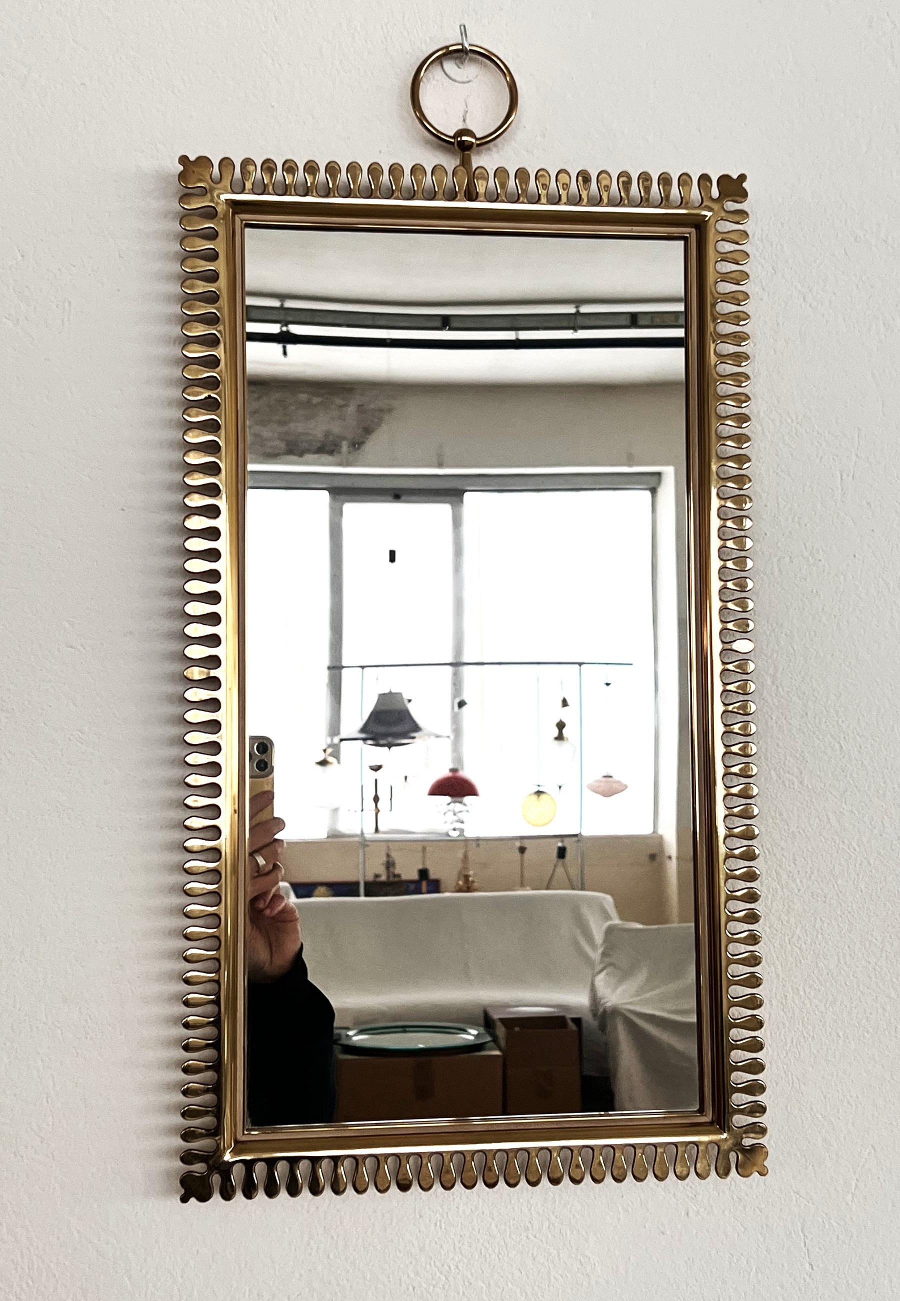 Mid-Century Modern Midcentury Wall Mirror in Brass by Vereinigte Werkstätten München, 1970s