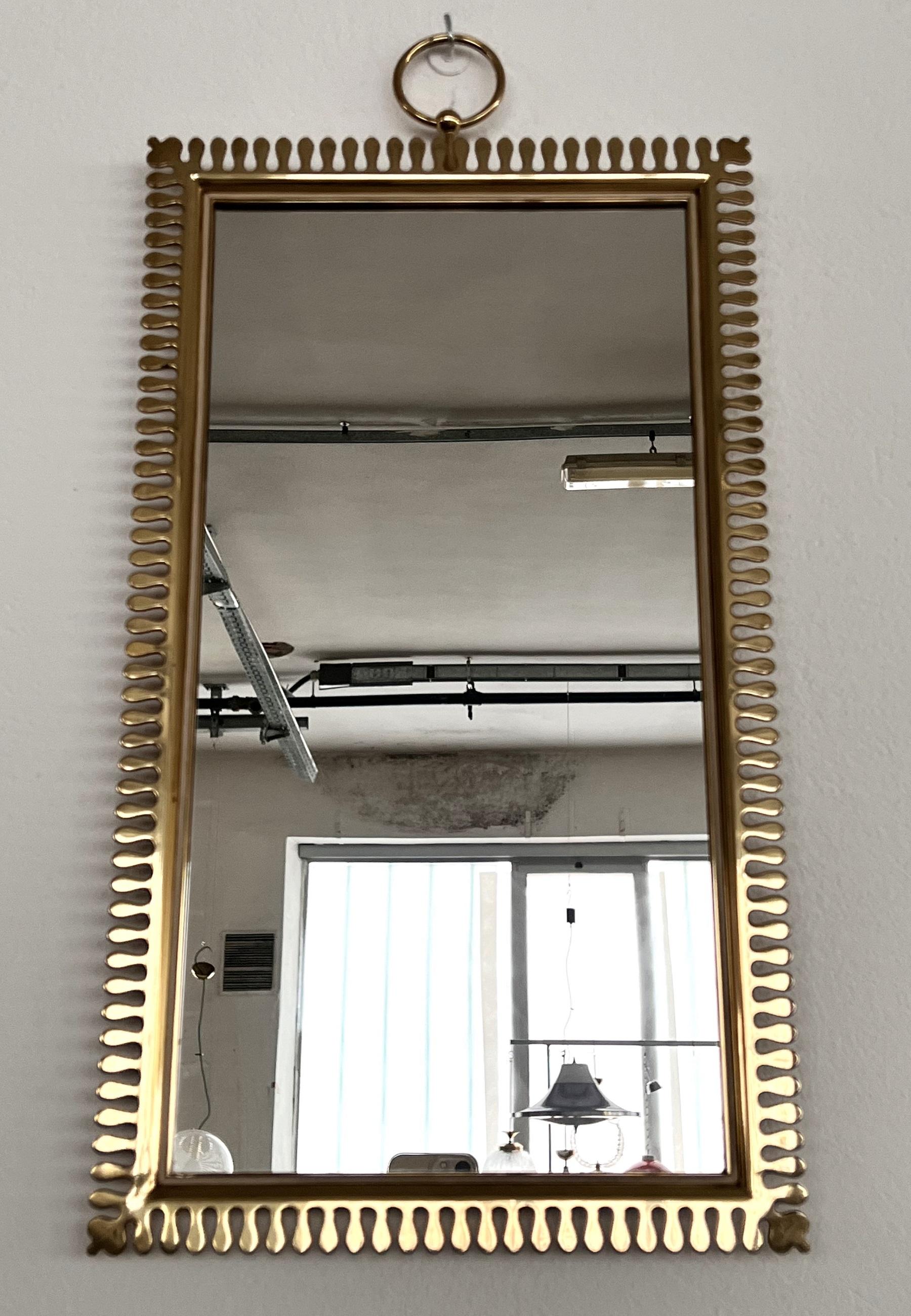 Late 20th Century Midcentury Wall Mirror in Brass by Vereinigte Werkstätten München, 1970s