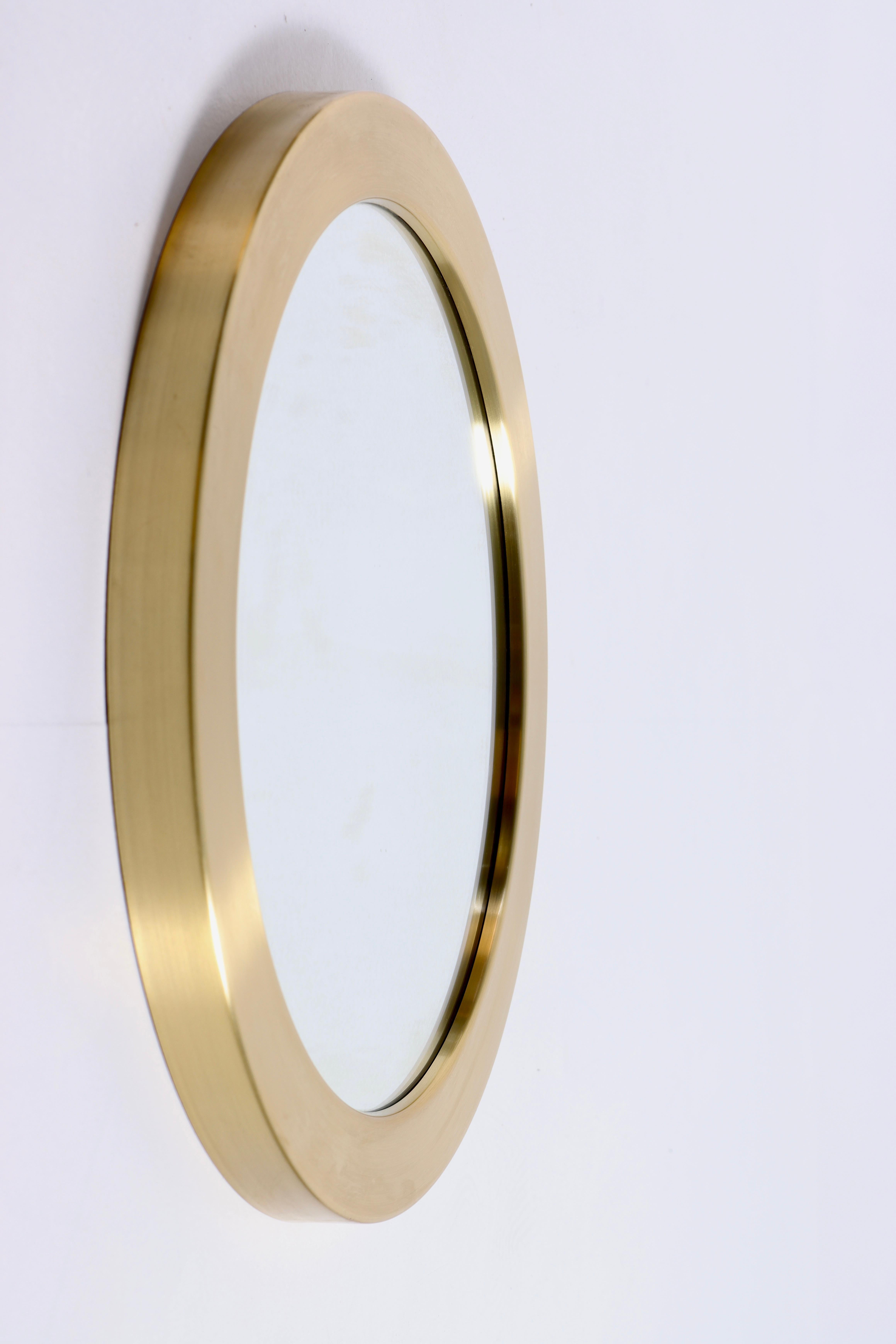 Scandinavian Modern Midcentury Wall Mirror in Brass, Made in Sweden, 1950s For Sale