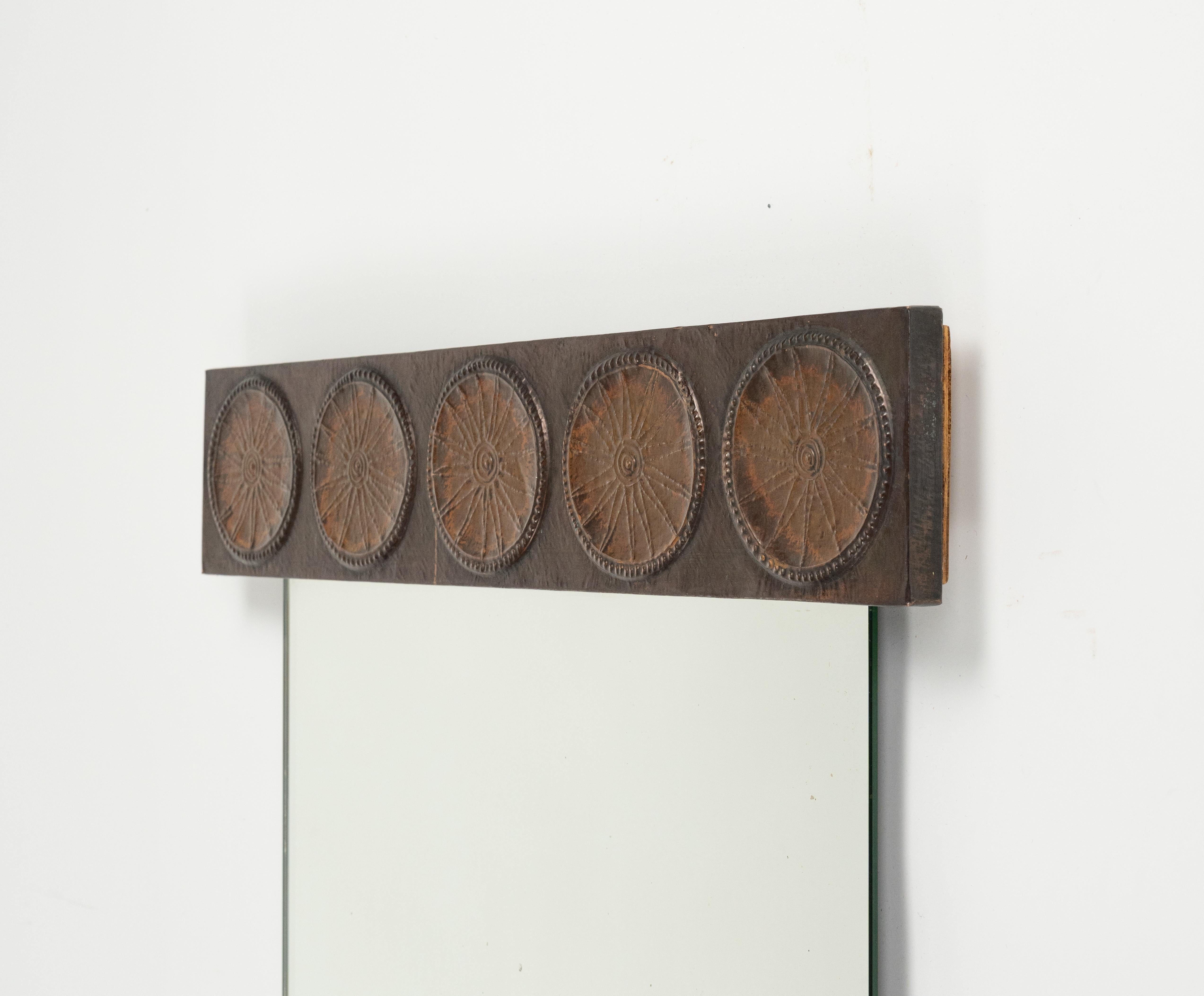 Midcentury Wall Mirror in Copper by Santambrogio & De Berti, Italy, 1960s For Sale 3