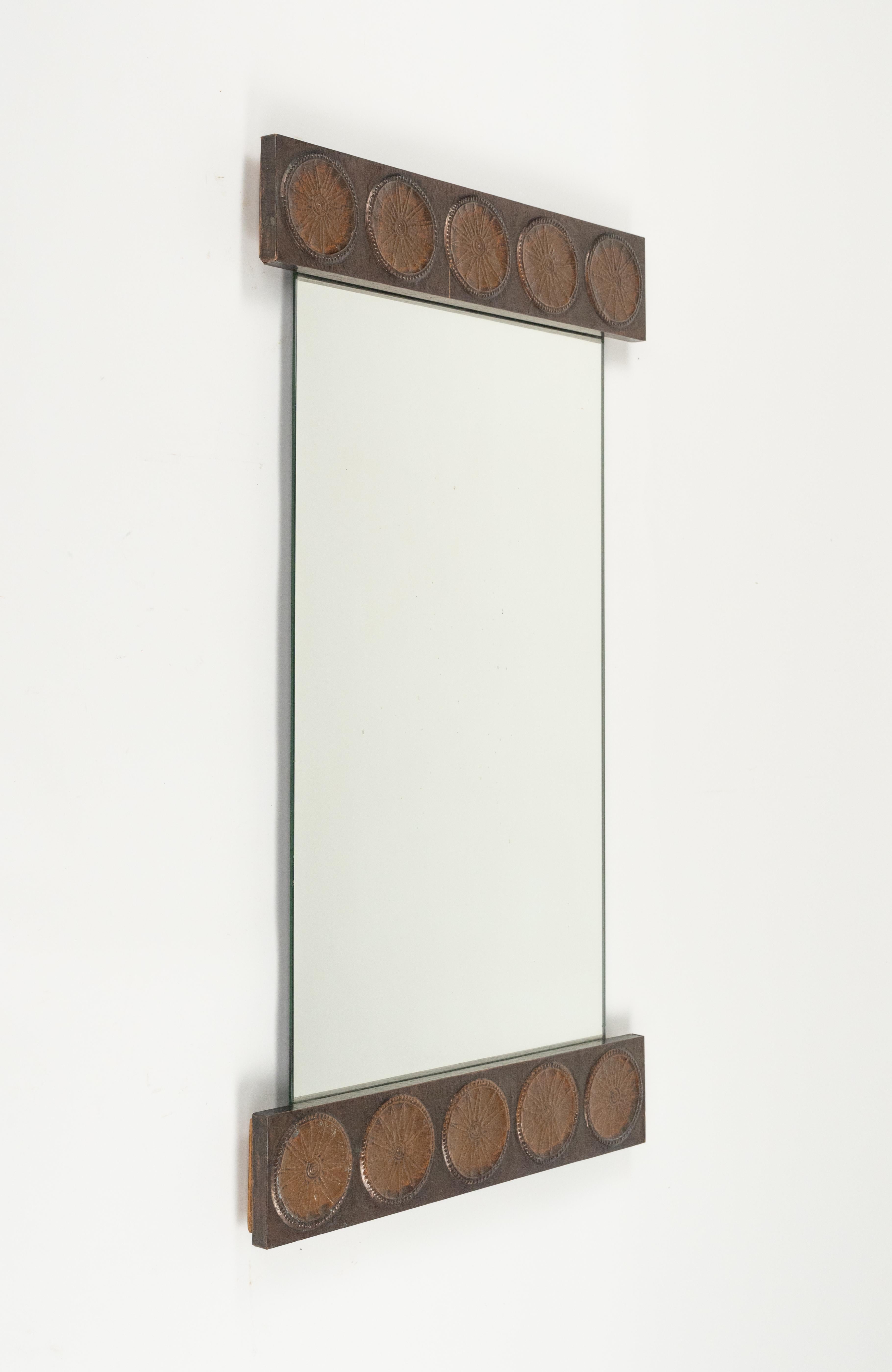 Midcentury Wall Mirror in Copper by Santambrogio & De Berti, Italy, 1960s For Sale 6