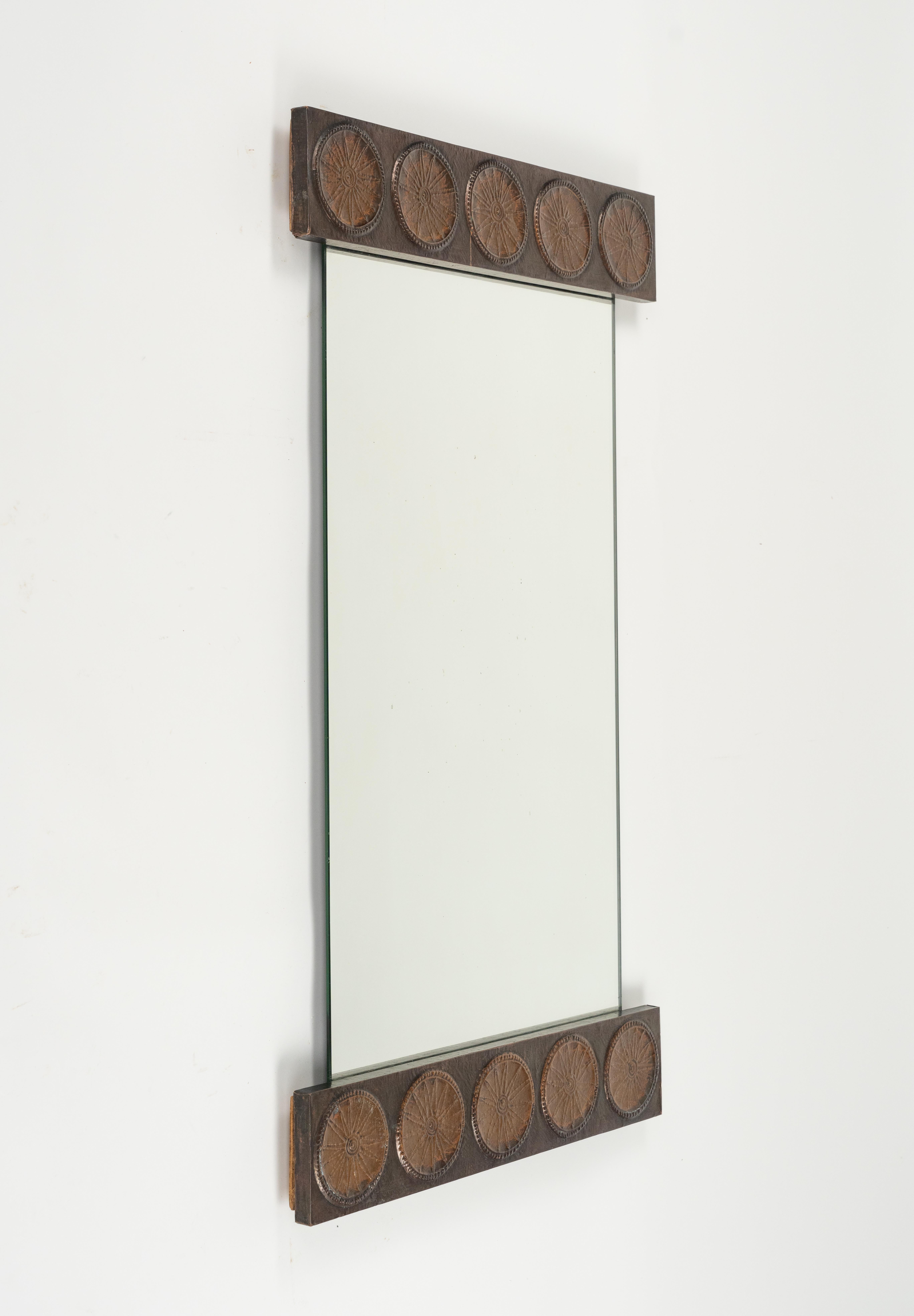 Midcentury Wall Mirror in Copper by Santambrogio & De Berti, Italy, 1960s For Sale 7