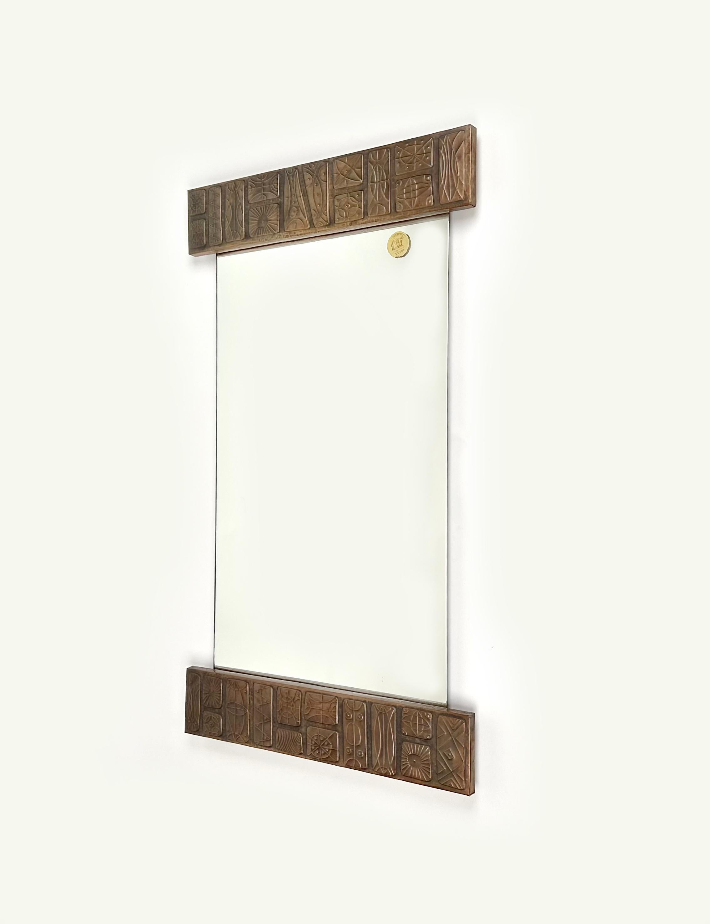 Mid-Century Modern Mid-Century Wall Mirror in Copper by Santambrogio & De Berti, Italy, 1960s For Sale