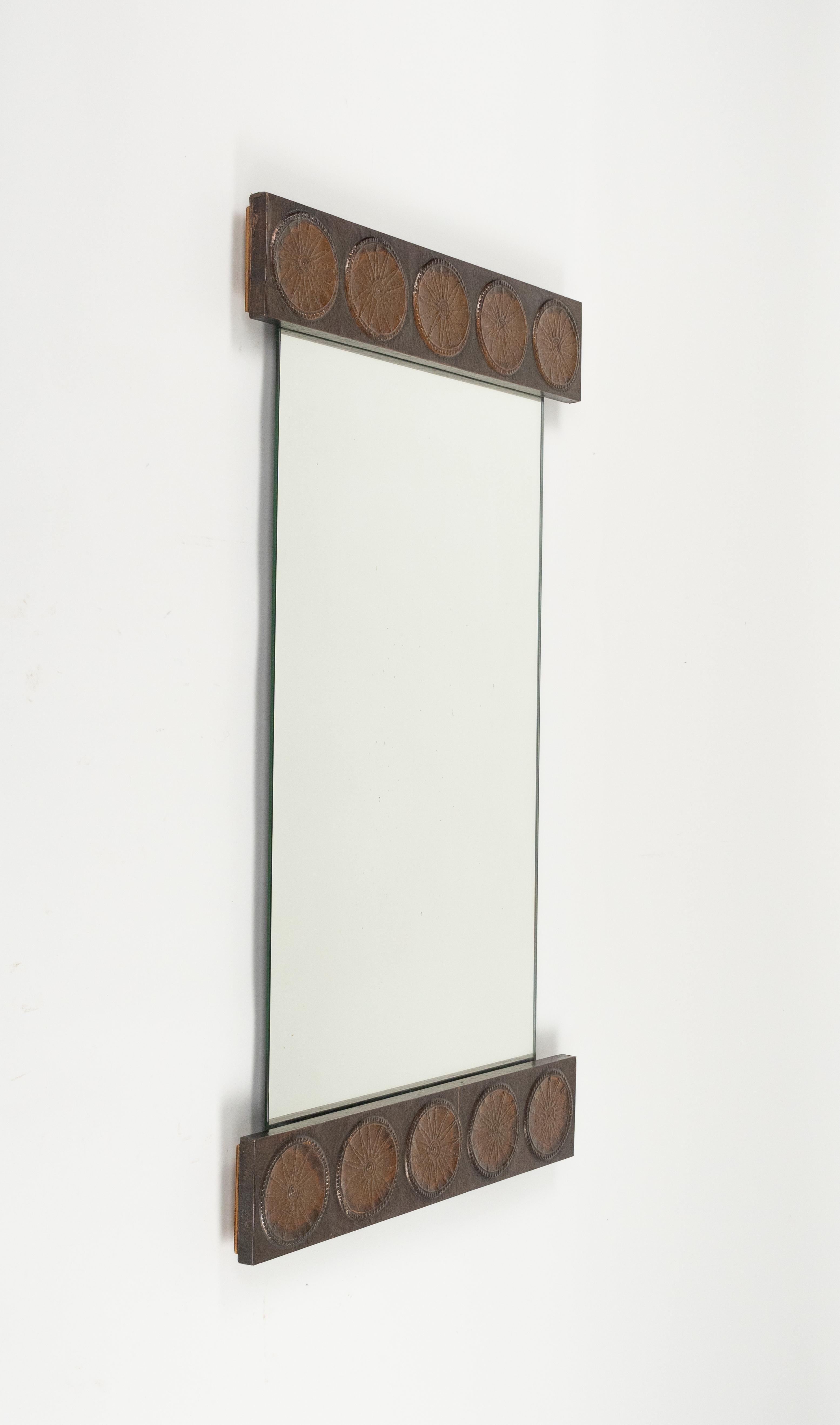 Mid-Century Modern Midcentury Wall Mirror in Copper by Santambrogio & De Berti, Italy, 1960s For Sale
