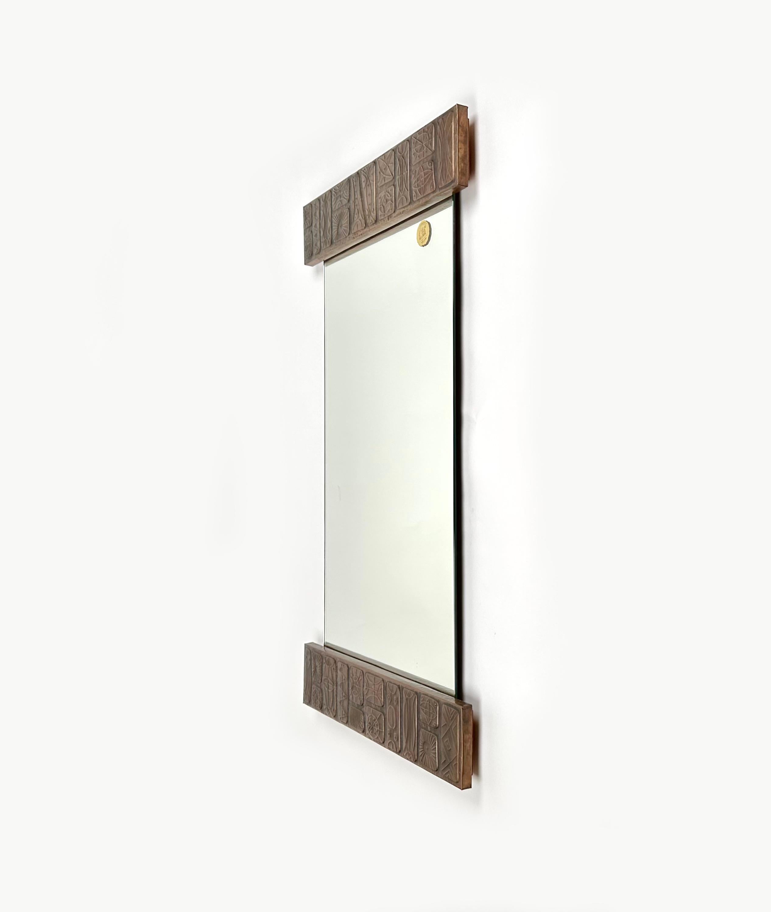 Mid-20th Century Mid-Century Wall Mirror in Copper by Santambrogio & De Berti, Italy, 1960s For Sale