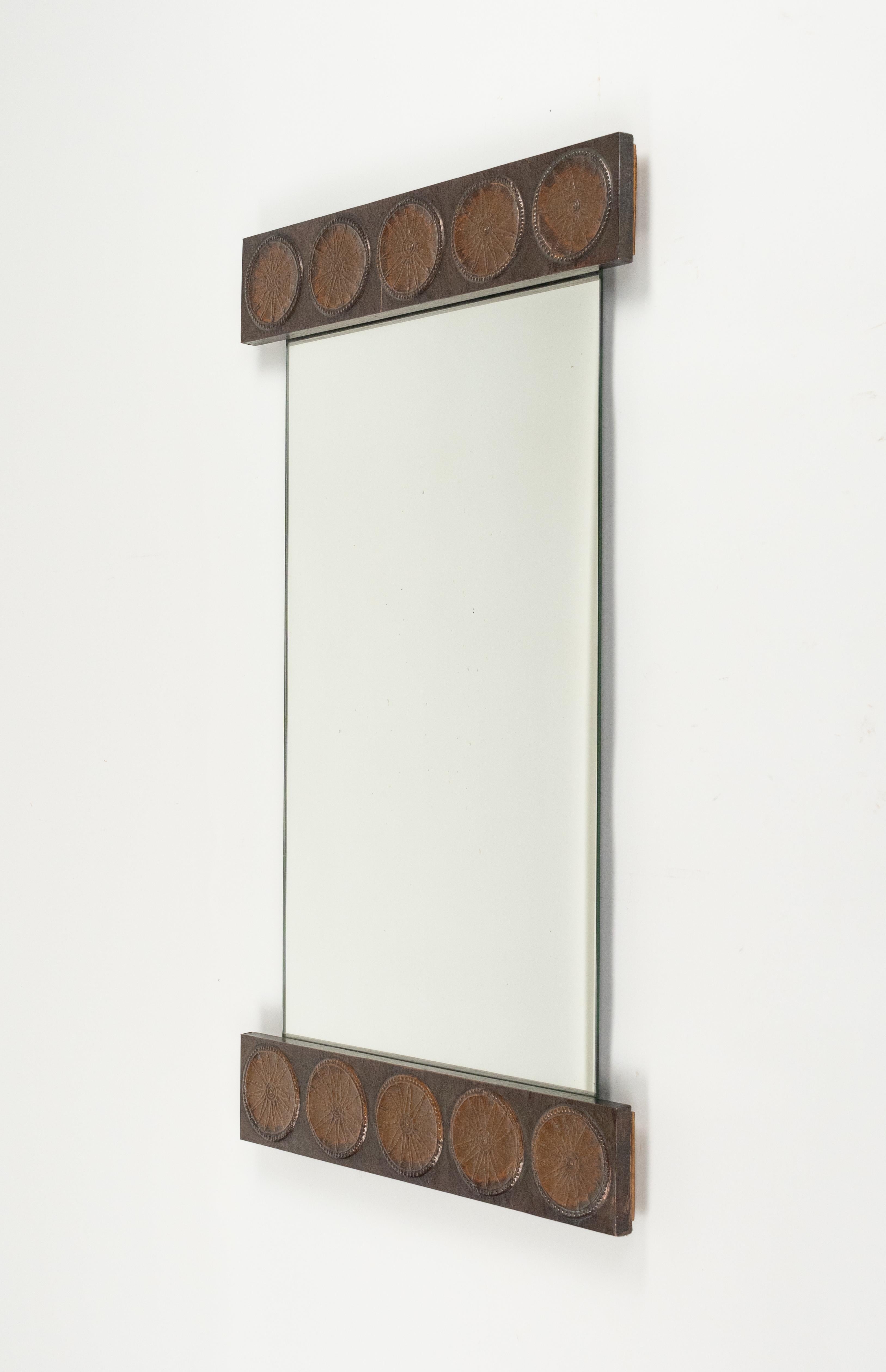 Mid-20th Century Midcentury Wall Mirror in Copper by Santambrogio & De Berti, Italy, 1960s For Sale