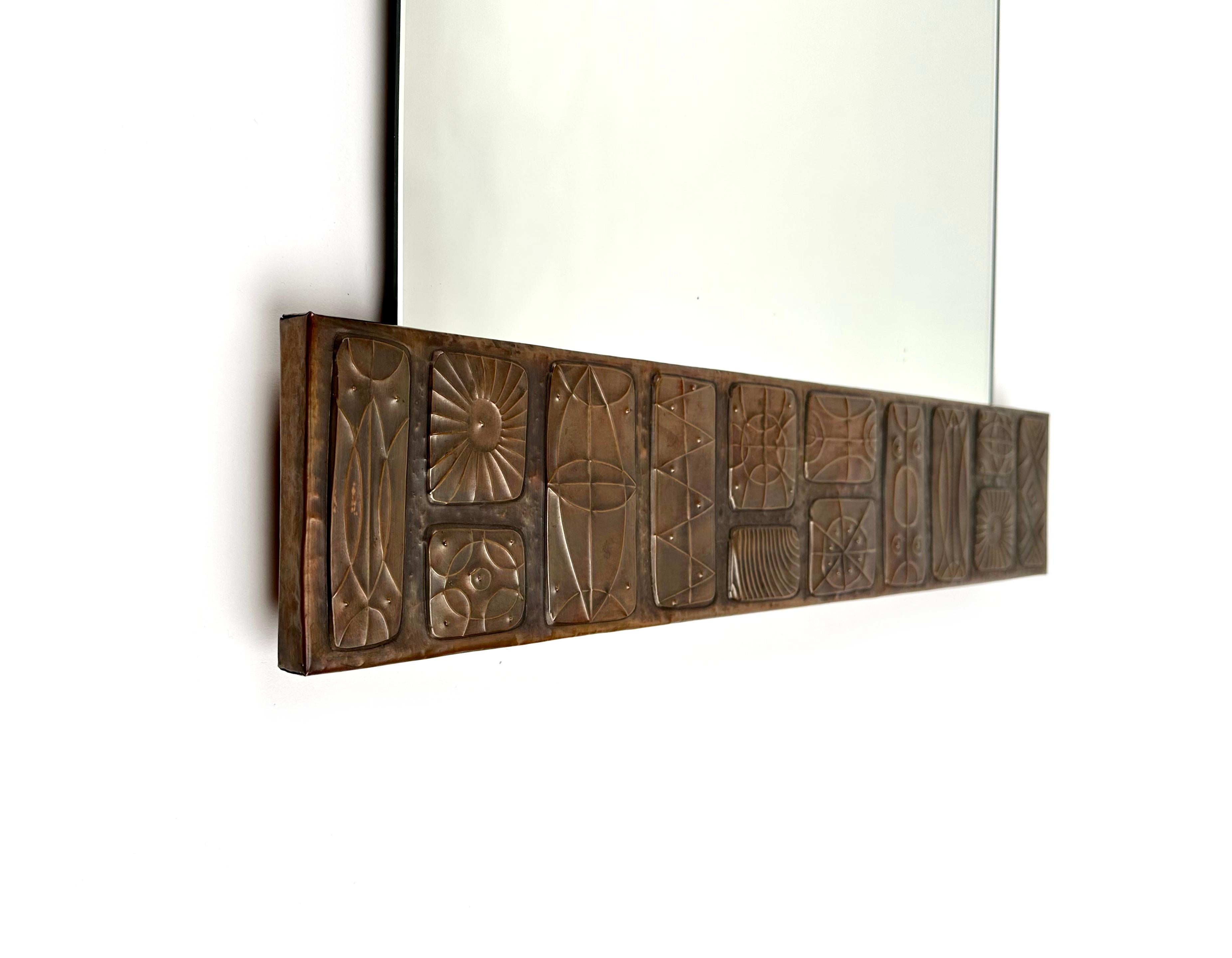 Mid-Century Wall Mirror in Copper by Santambrogio & De Berti, Italy, 1960s For Sale 1