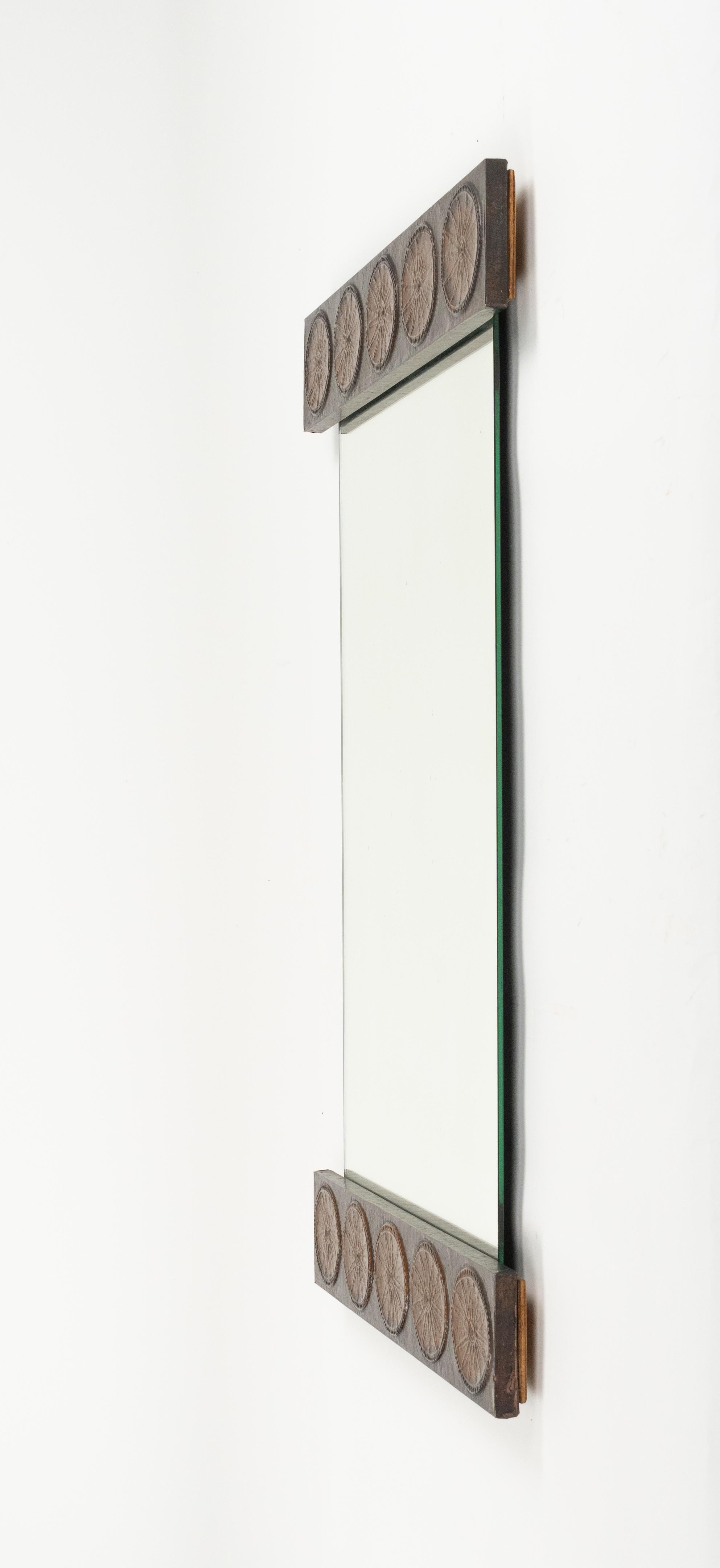 Midcentury Wall Mirror in Copper by Santambrogio & De Berti, Italy, 1960s For Sale 1