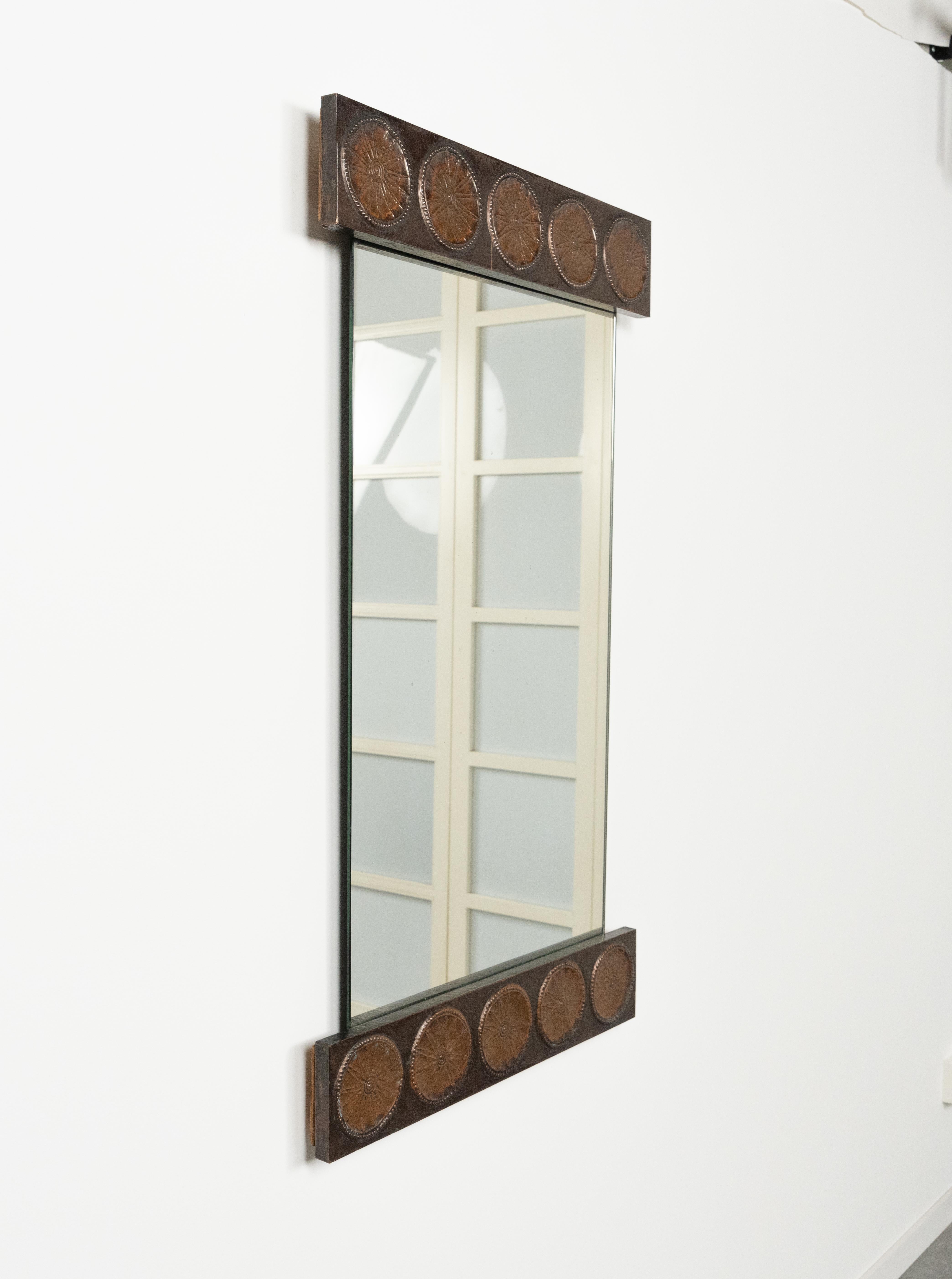 Midcentury Wall Mirror in Copper by Santambrogio & De Berti, Italy, 1960s For Sale 2