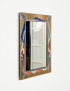 Midcentury Wall Mirror in Enamel Iron by Siva Di Poggibonsi, Italy, 1960s