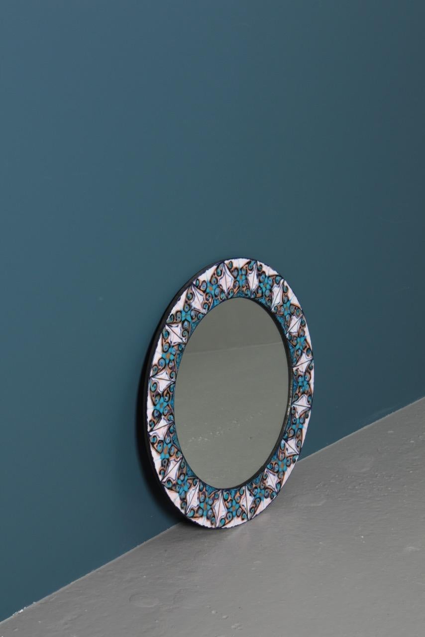 Midcentury Wall Mirror in Enameled Copper by Bodil Eje, Made in Denmark, 1960s 1