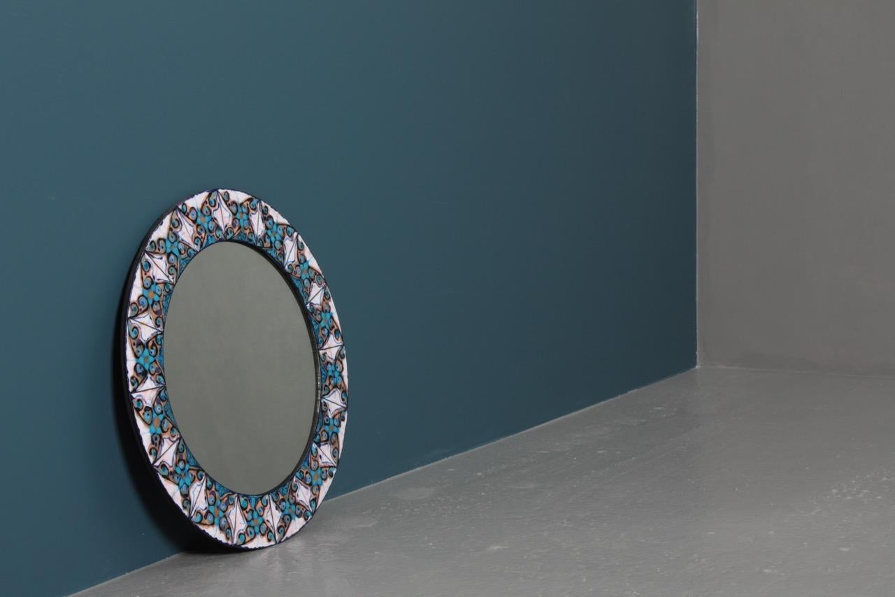 Midcentury Wall Mirror in Enameled Copper by Bodil Eje, Made in Denmark, 1960s 3