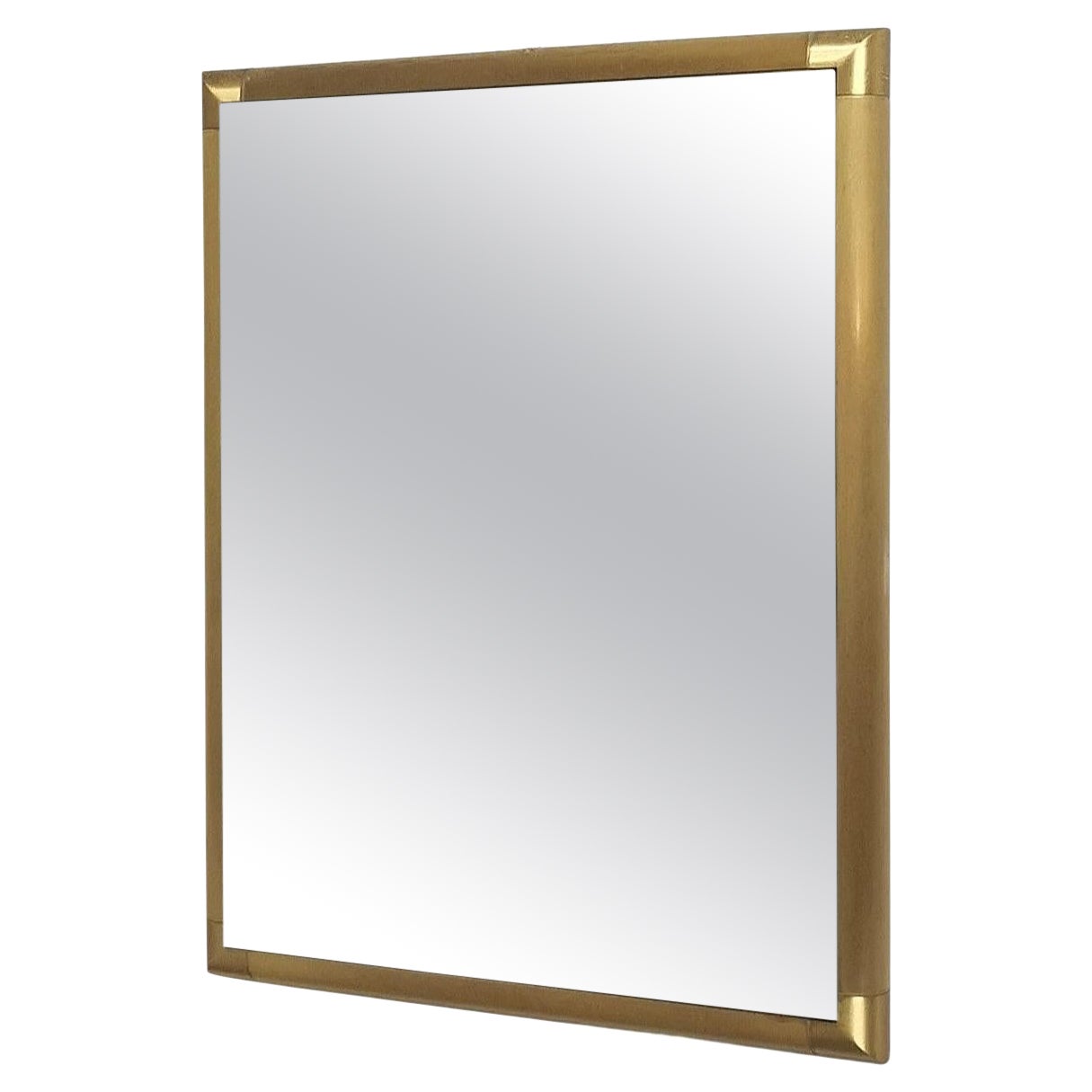 Espejo de Pared de Mediano Siglo Latón Macizo Rectangular Diseño Italiano Años 60