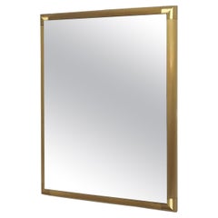 Espejo de Pared de Mediano Siglo Latón Macizo Rectangular Diseño Italiano Años 60