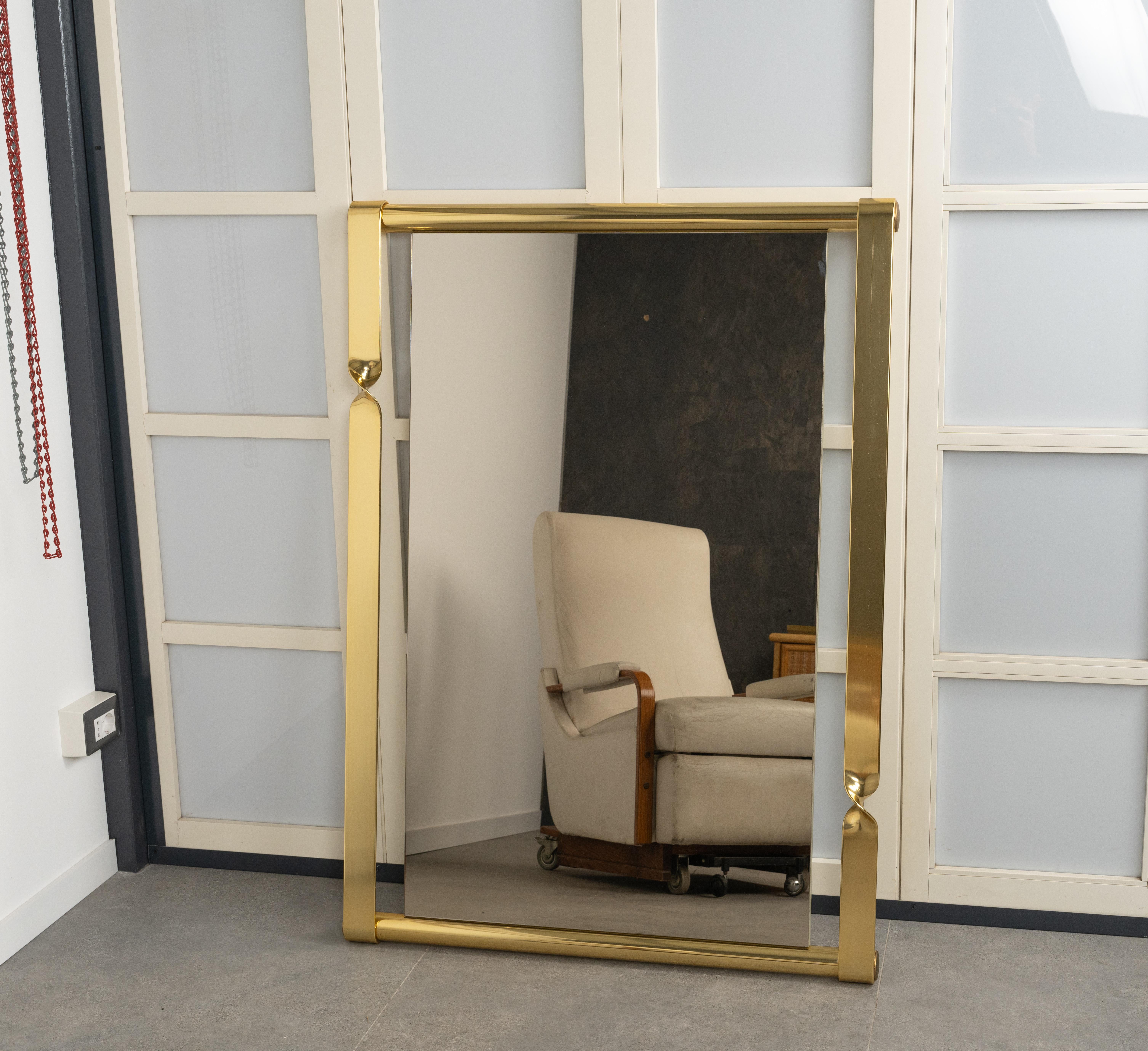 Midcentury Wall Mirror with Golden Twisted by Luciano Frigerio, Italy 1970s For Sale 5