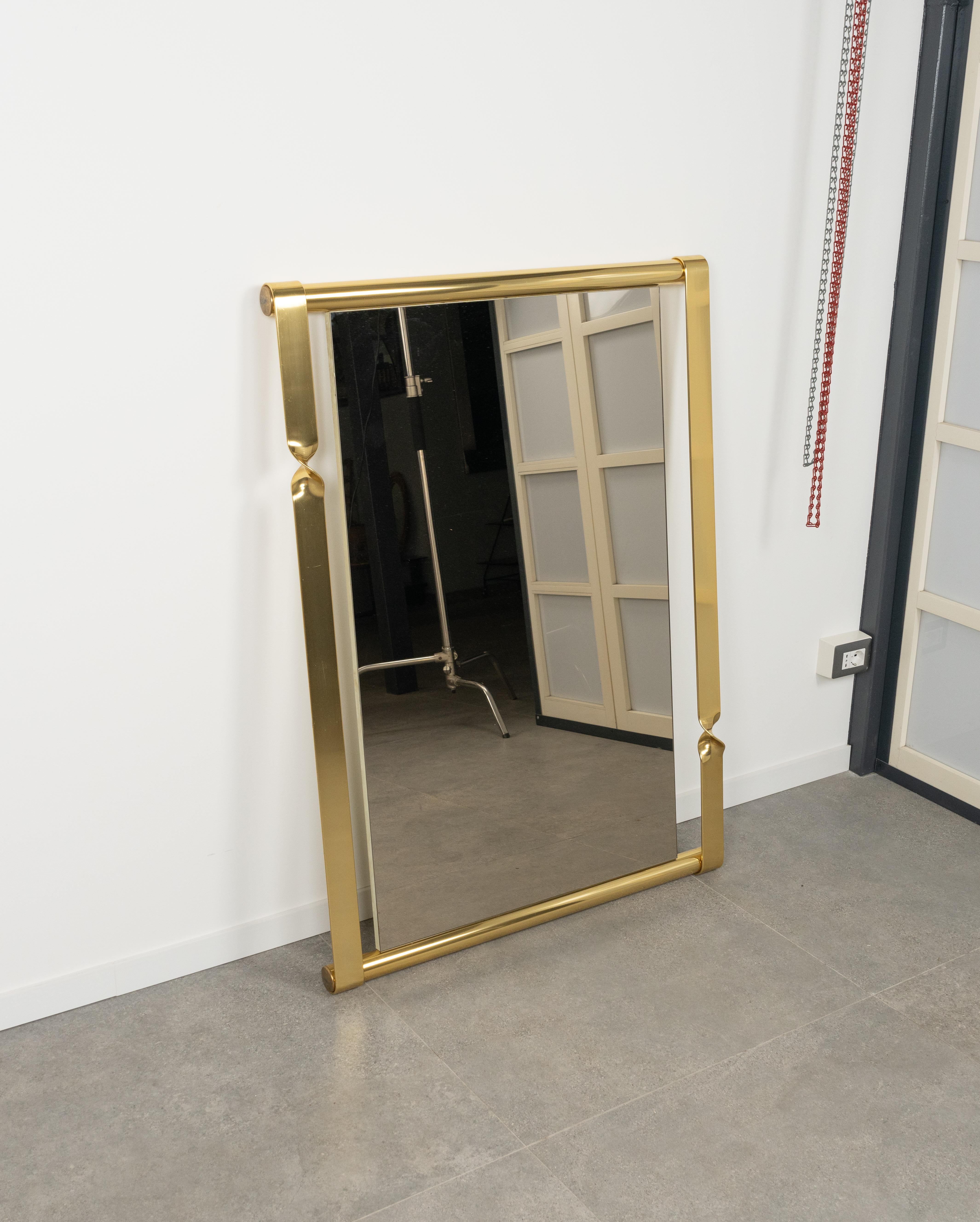 Midcentury Wall Mirror with Golden Twisted by Luciano Frigerio, Italy 1970s For Sale 6