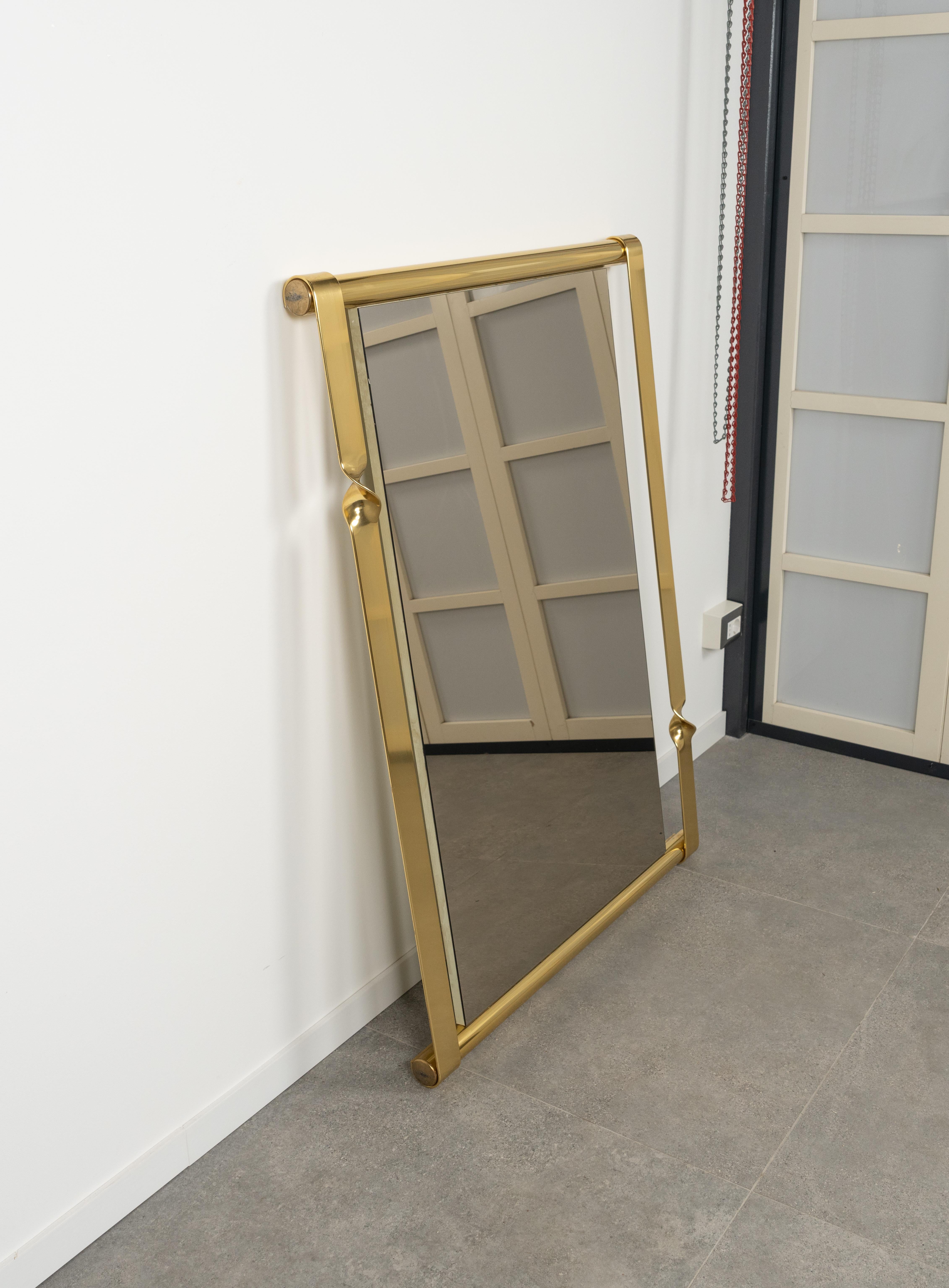 Midcentury Wall Mirror with Golden Twisted by Luciano Frigerio, Italy 1970s For Sale 7