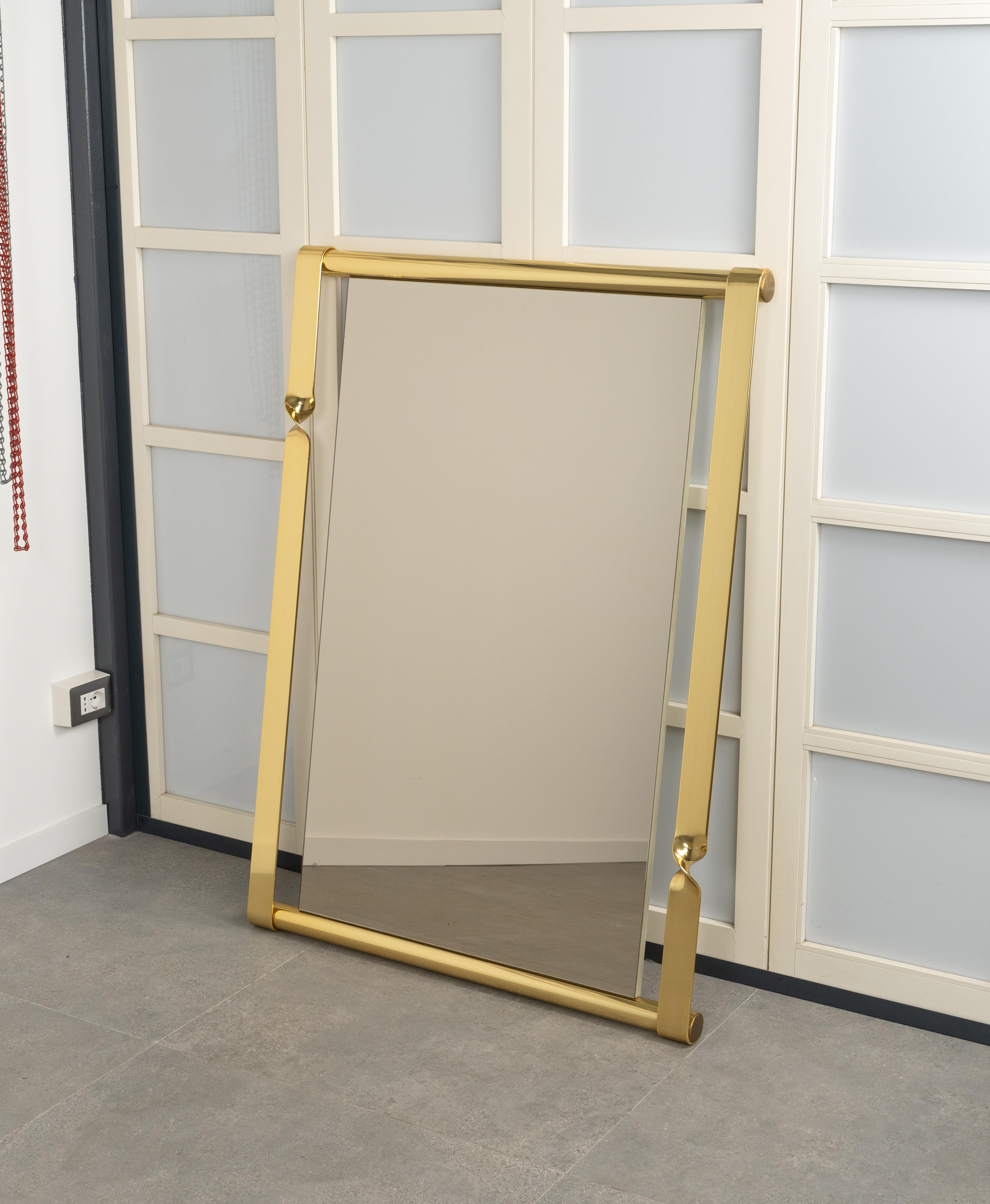 Midcentury Wall Mirror with Golden Twisted by Luciano Frigerio, Italy 1970s For Sale 9