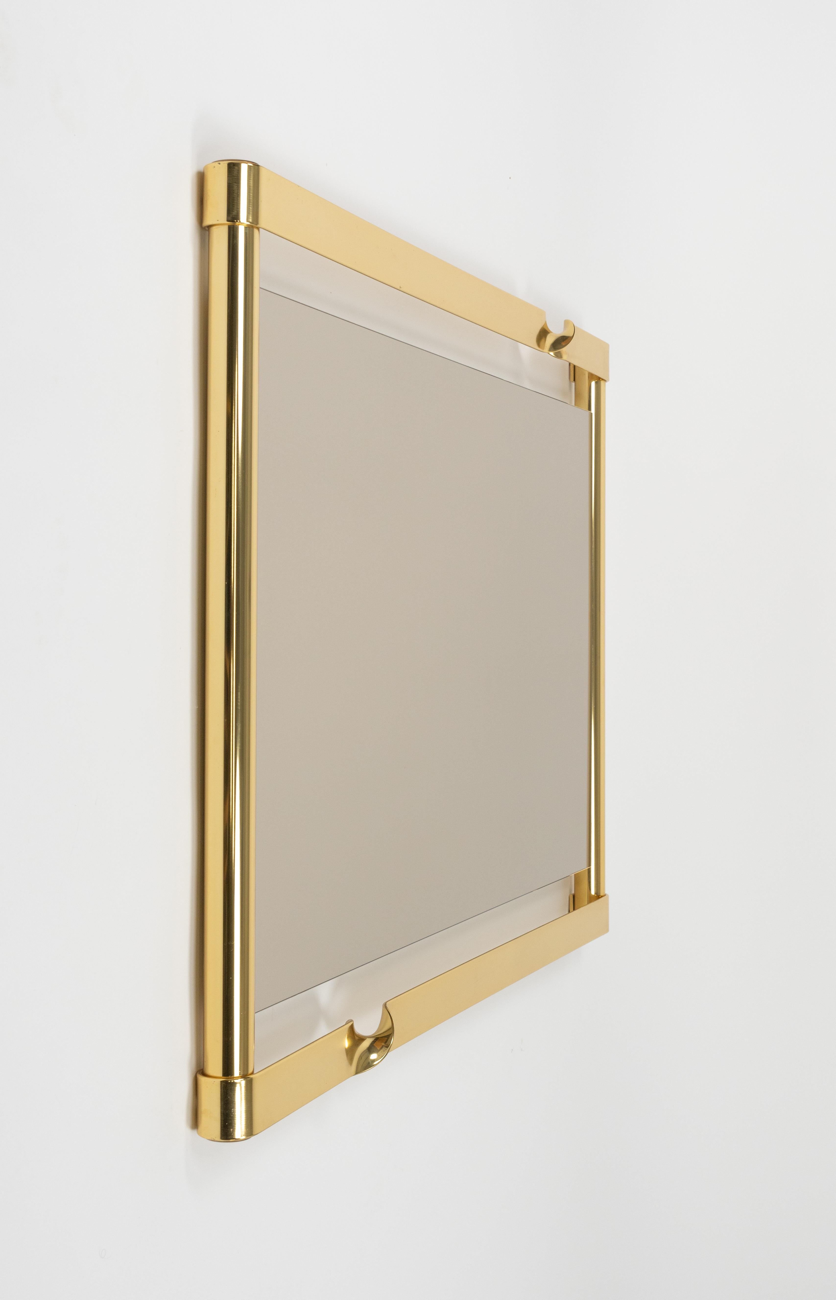 Italian Midcentury Wall Mirror with Golden Twisted by Luciano Frigerio, Italy 1970s For Sale