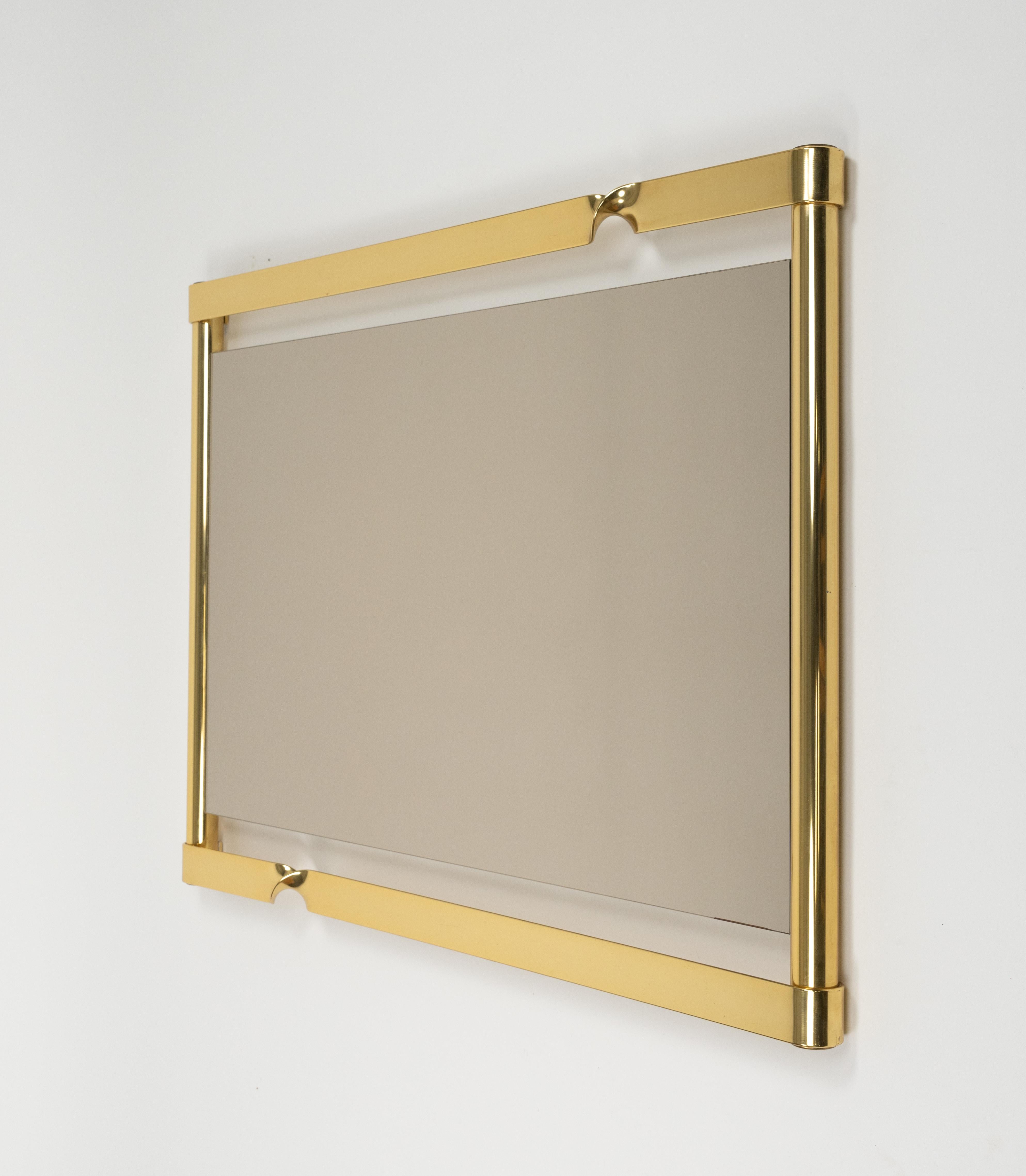 Late 20th Century Midcentury Wall Mirror with Golden Twisted by Luciano Frigerio, Italy 1970s For Sale
