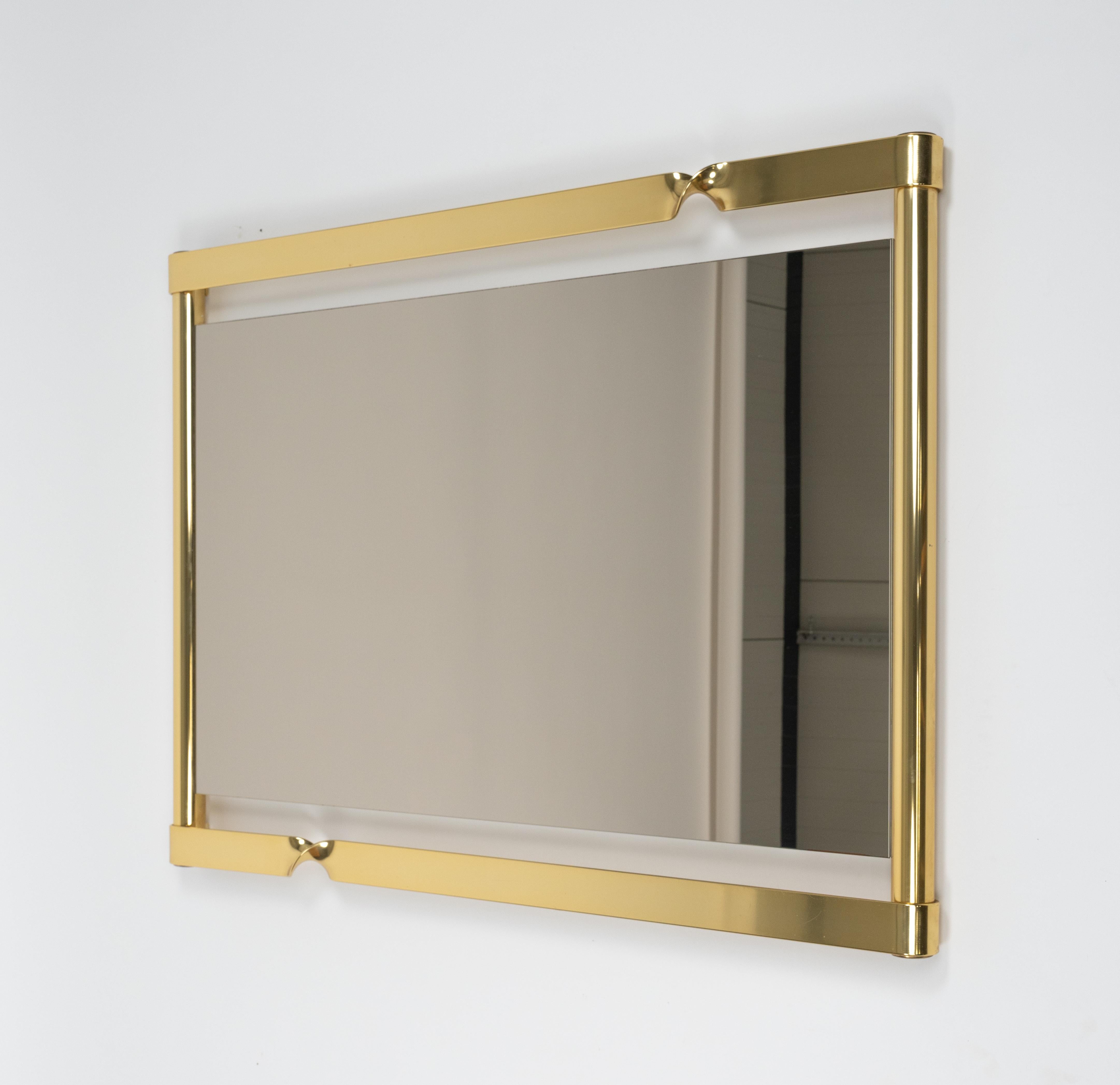 Metal Midcentury Wall Mirror with Golden Twisted by Luciano Frigerio, Italy 1970s For Sale
