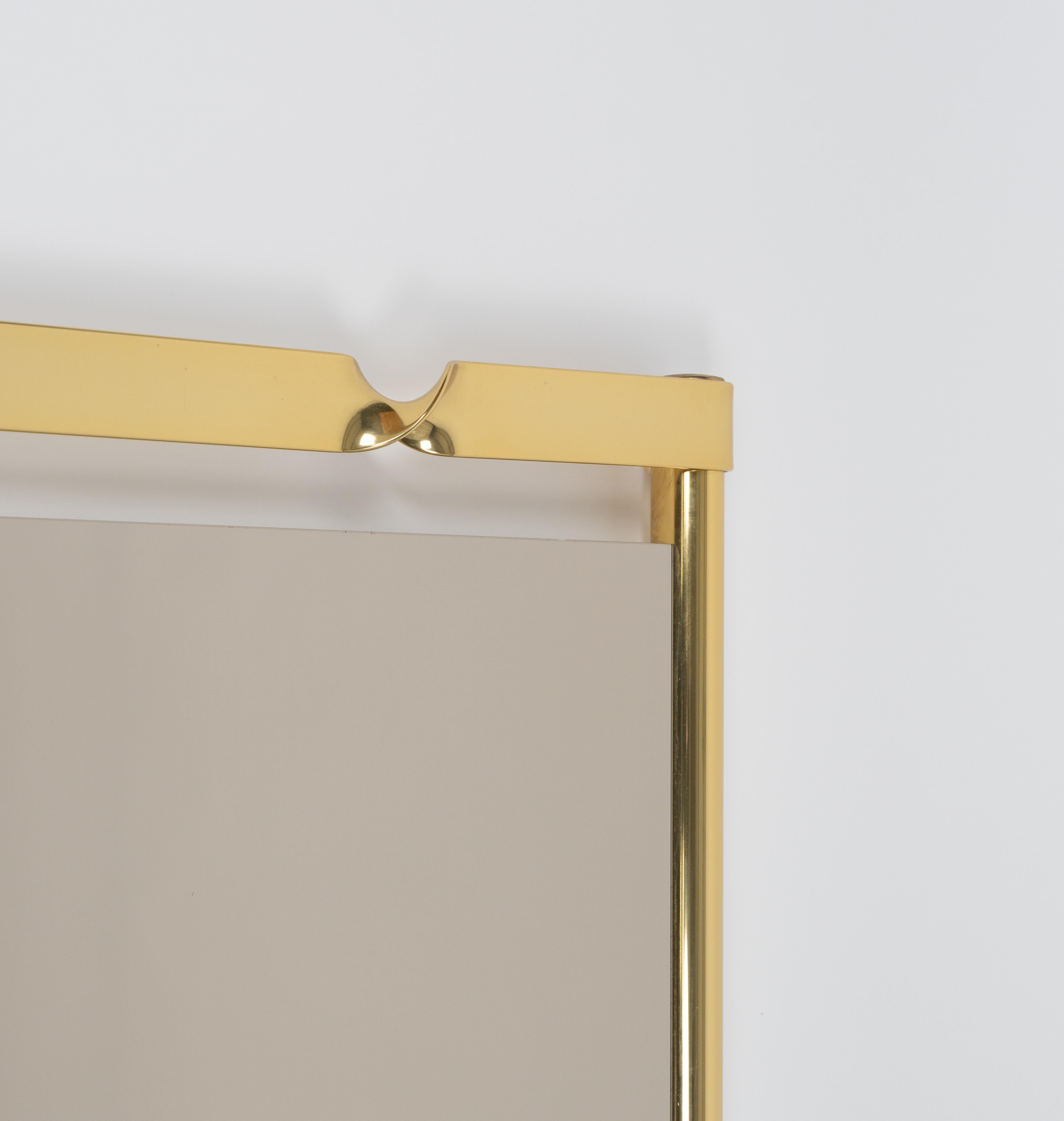 Midcentury Wall Mirror with Golden Twisted by Luciano Frigerio, Italy 1970s For Sale 1